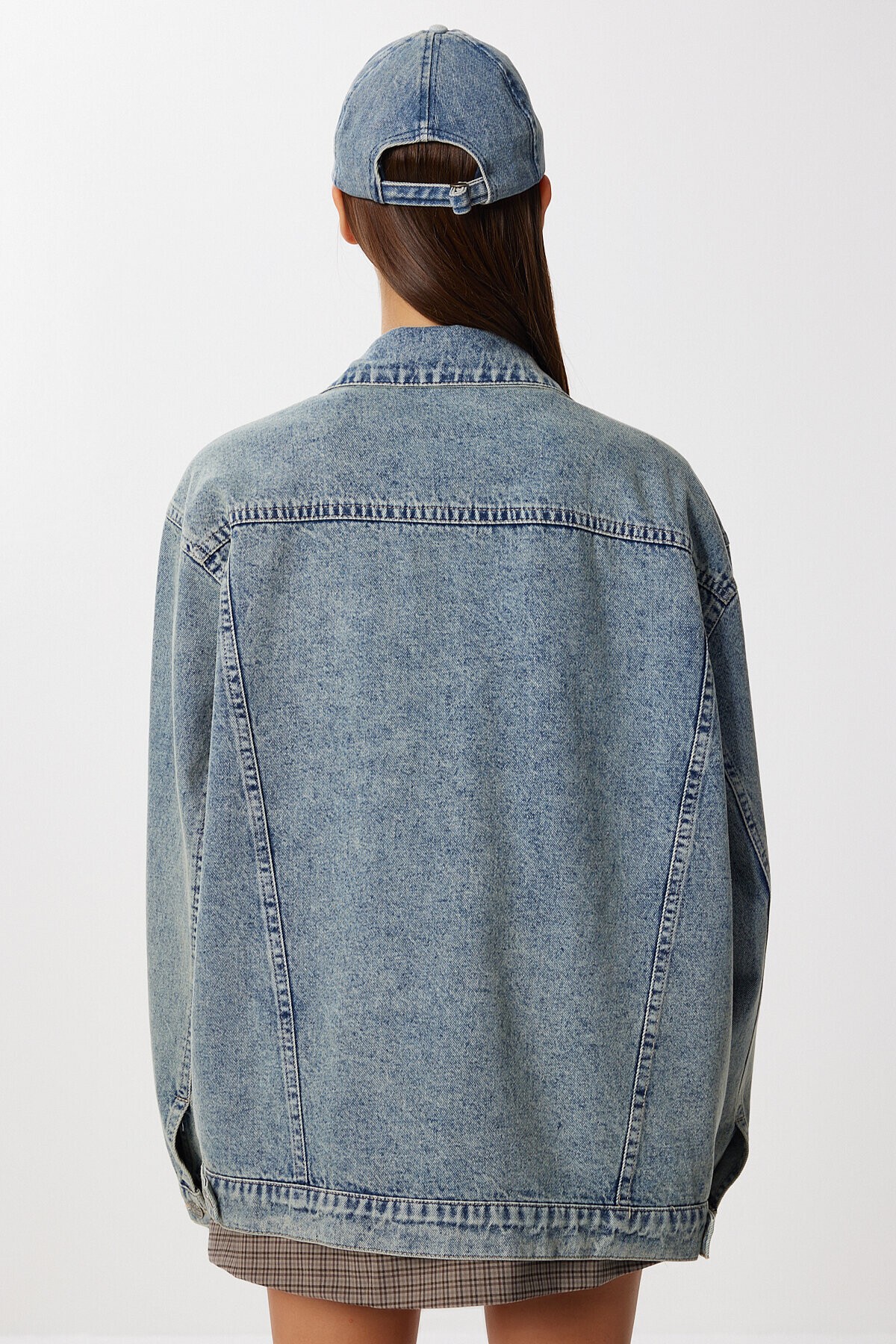 Yıkamalı Oversize Denim Ceket AÇIK MAVİ LAC0002