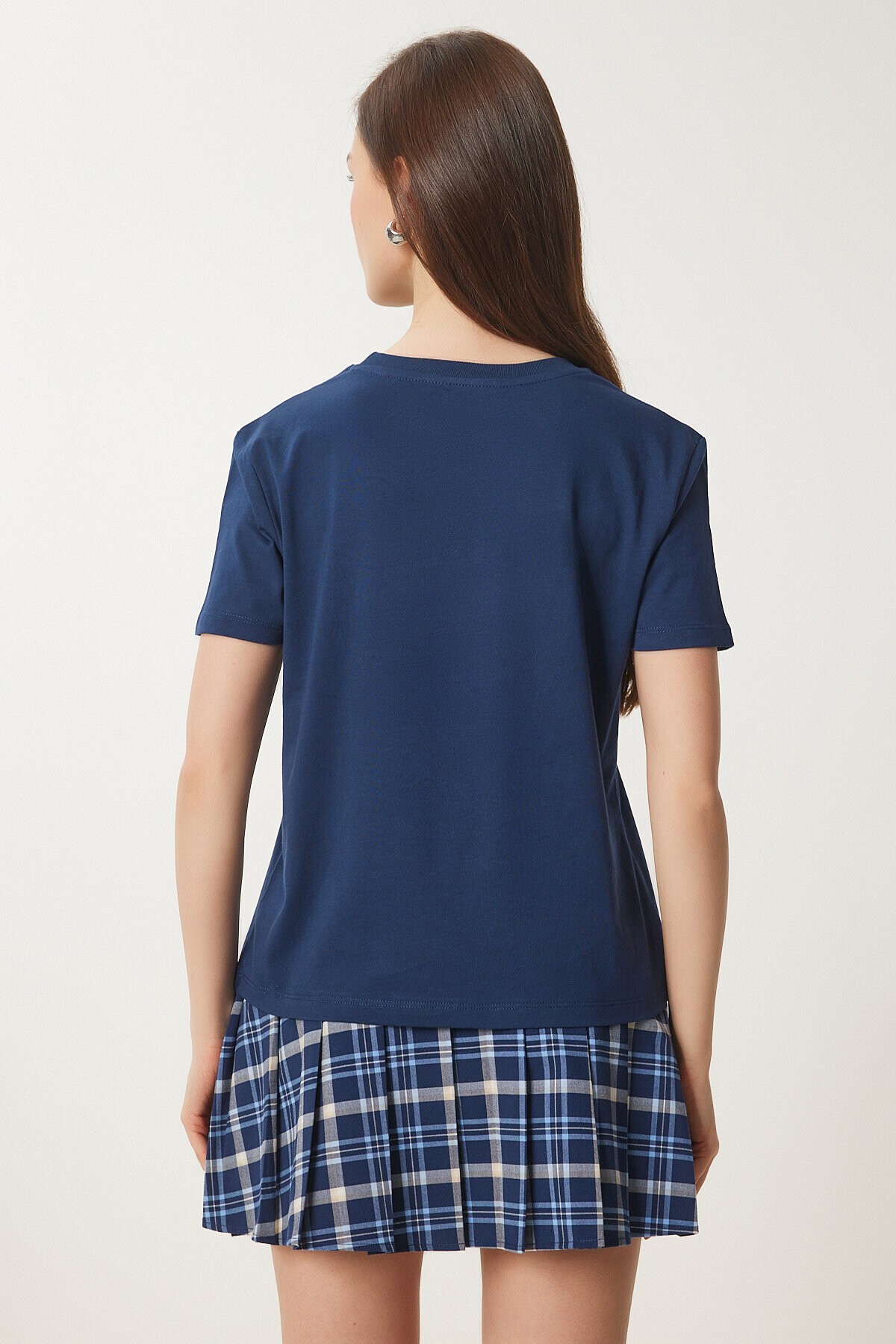 Ayıcık İşlemeli Pamuklu Örme T-shirt LACİVERT LCR0029