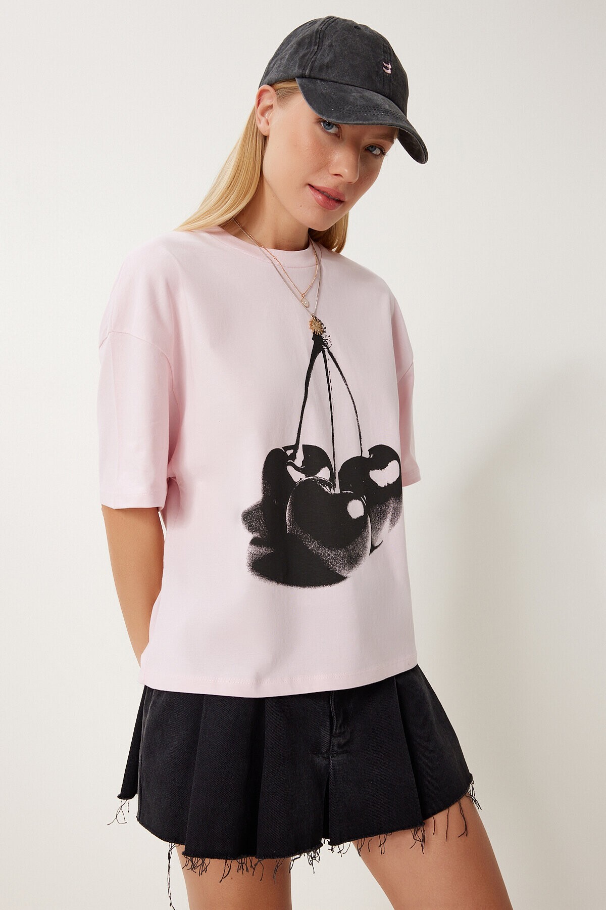 Baskılı Örme T-shirt PEMBE LCR0059