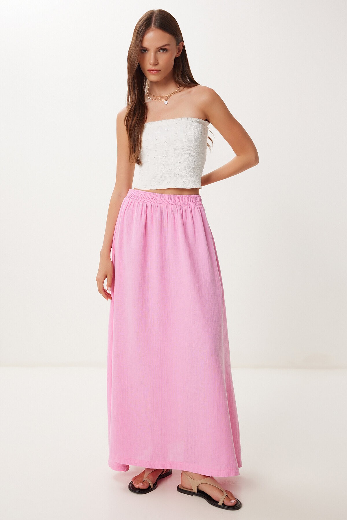 Cepli Kloş Müslin Etek PEMBE LBV0067