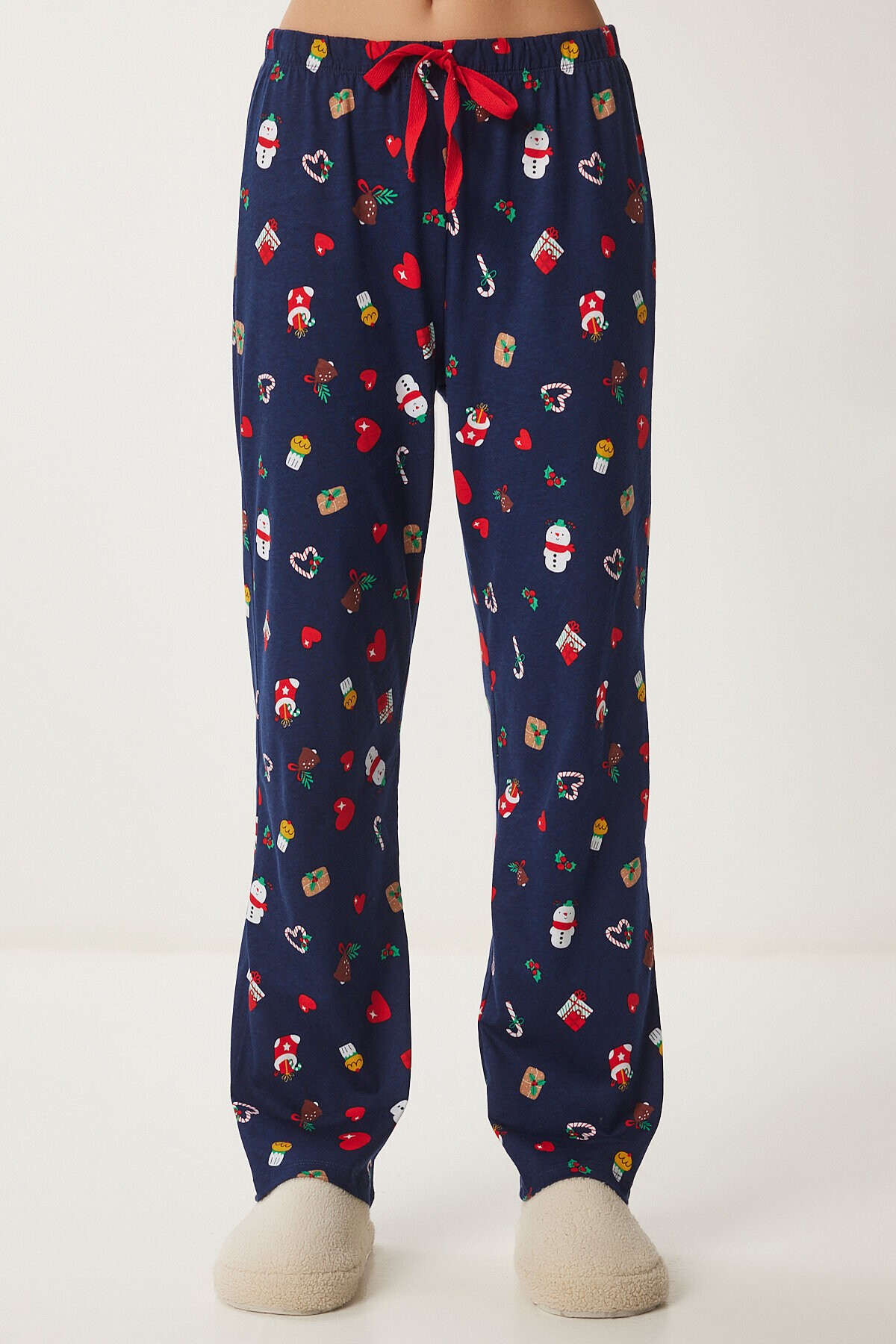 Desenli Örme Pijama Altı LACİVERT LCV0008
