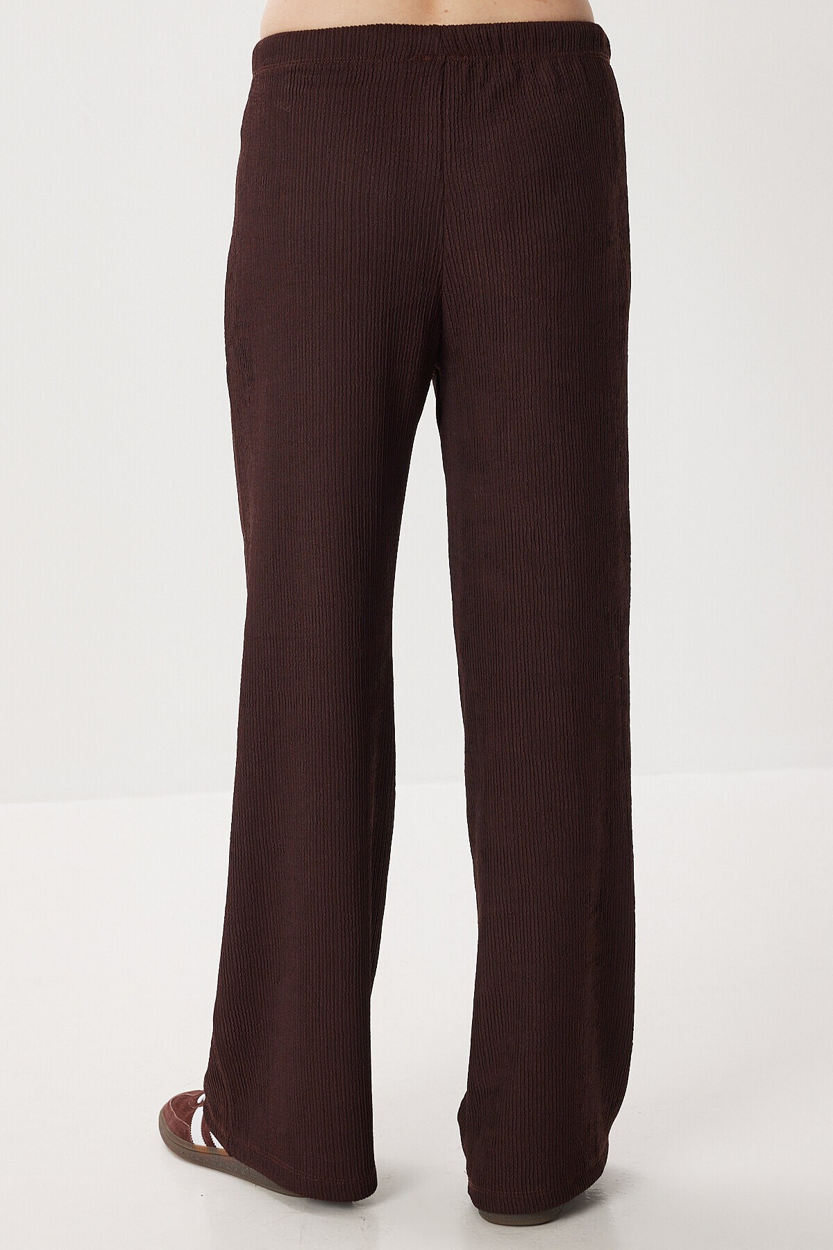 Geniş Paça Krinkıl Örme Pantolon KAHVERENGİ LCI0057