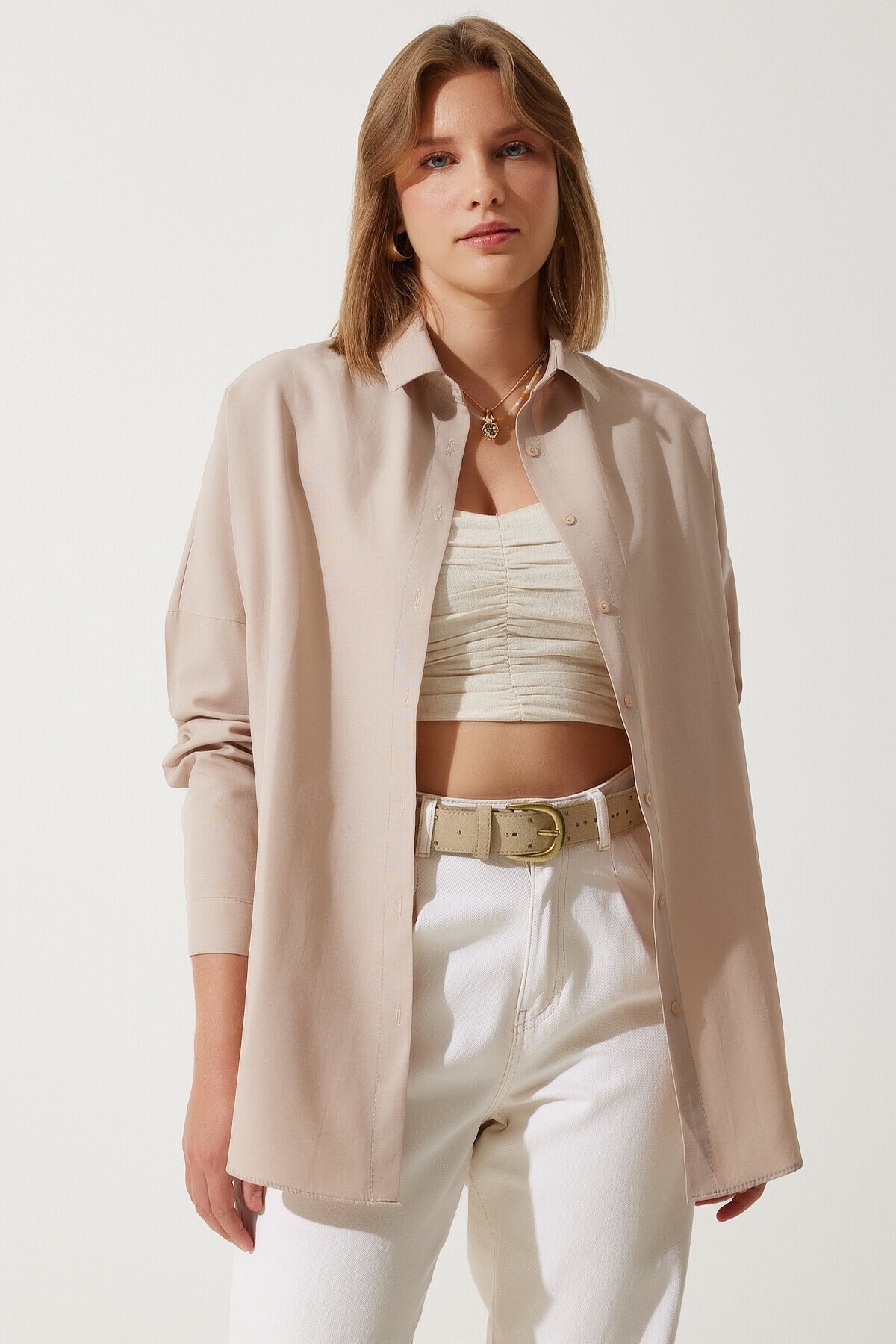 Oversize Basic Gömlek BİSKÜVİ LDD0003