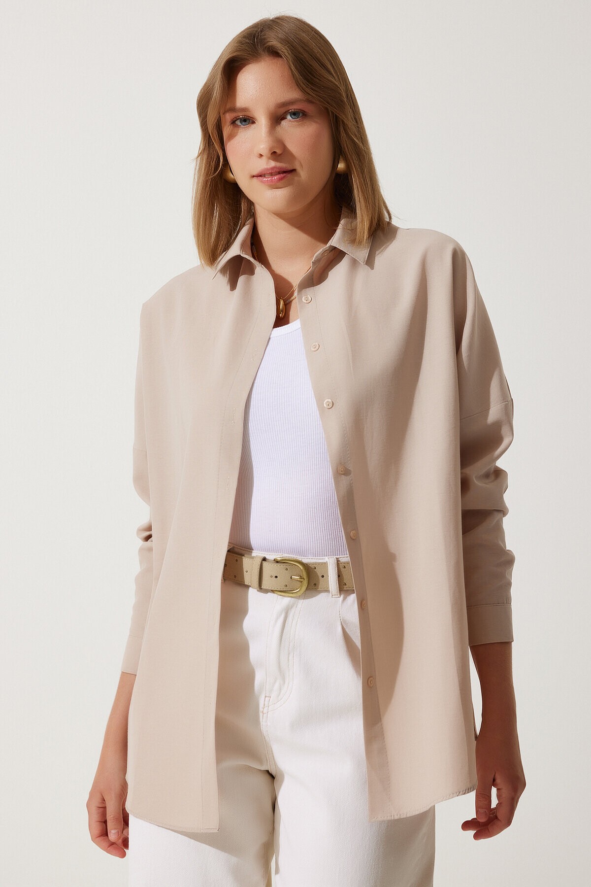 Oversize Basic Gömlek BİSKÜVİ LDD0003