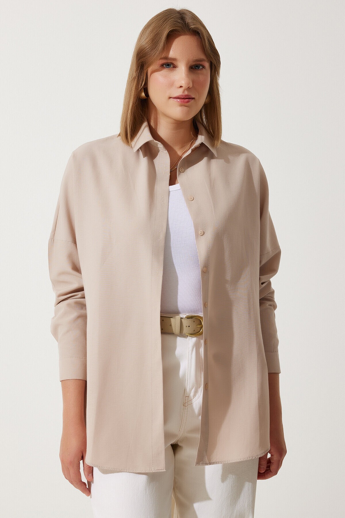 Oversize Basic Gömlek BİSKÜVİ LDD0003