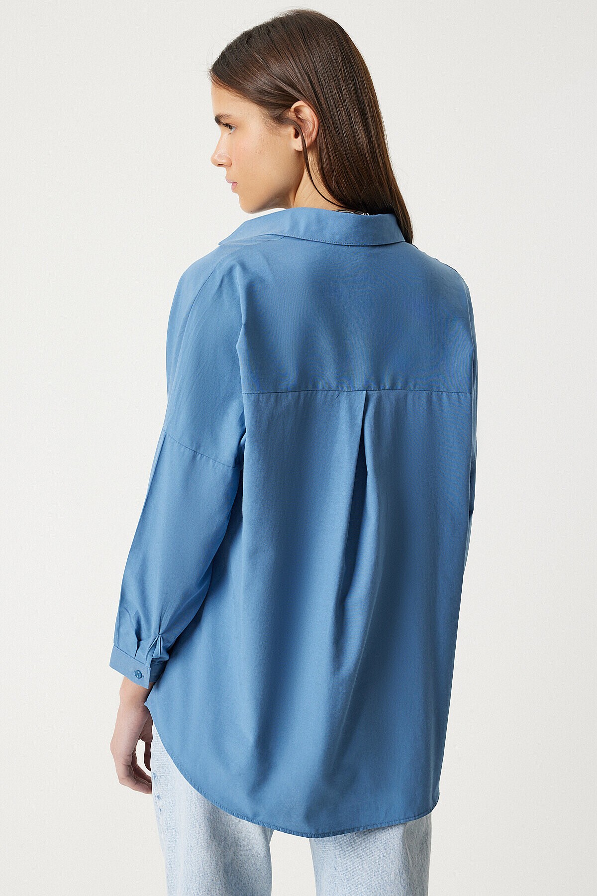 Oversize Basic Gömlek İNDİGO MAVİ LDD0003