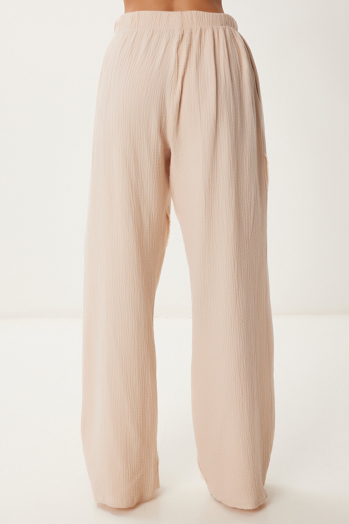 Püsküllü Müslin Pantolon KREM LBV0064