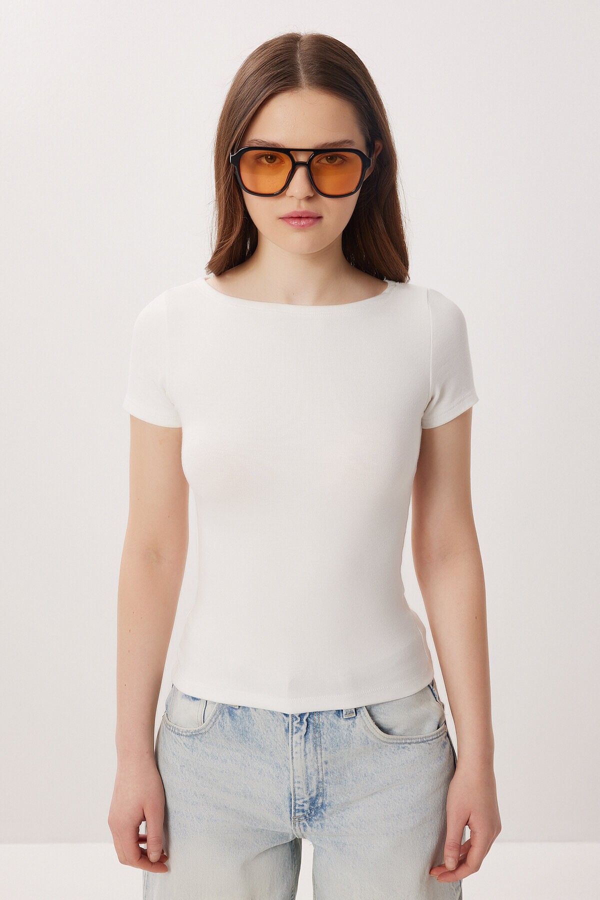 2’li Paket Kayık Yaka Basic Örme Bluz SİYAH KEMİK LDZ0064