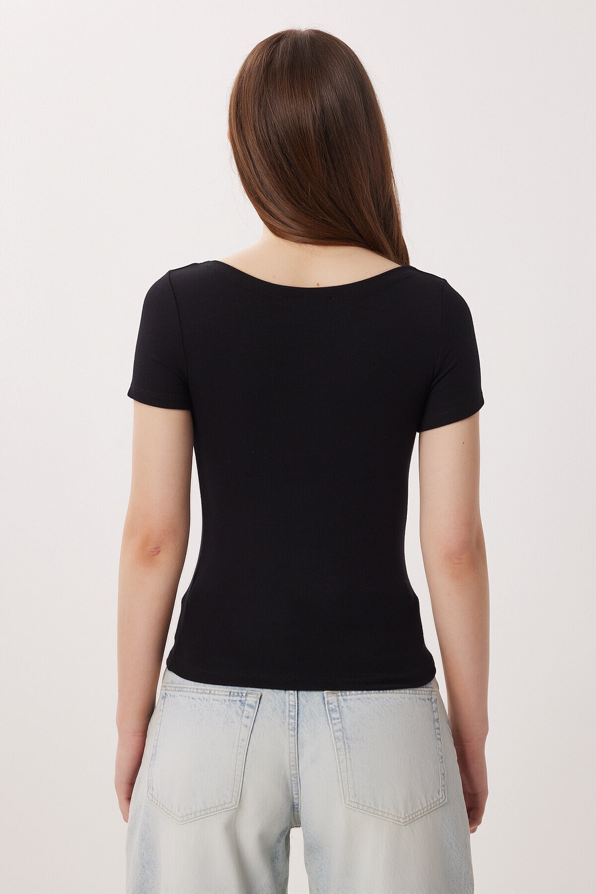 2’li Paket Kayık Yaka Basic Örme Bluz SİYAH KEMİK LDZ0064