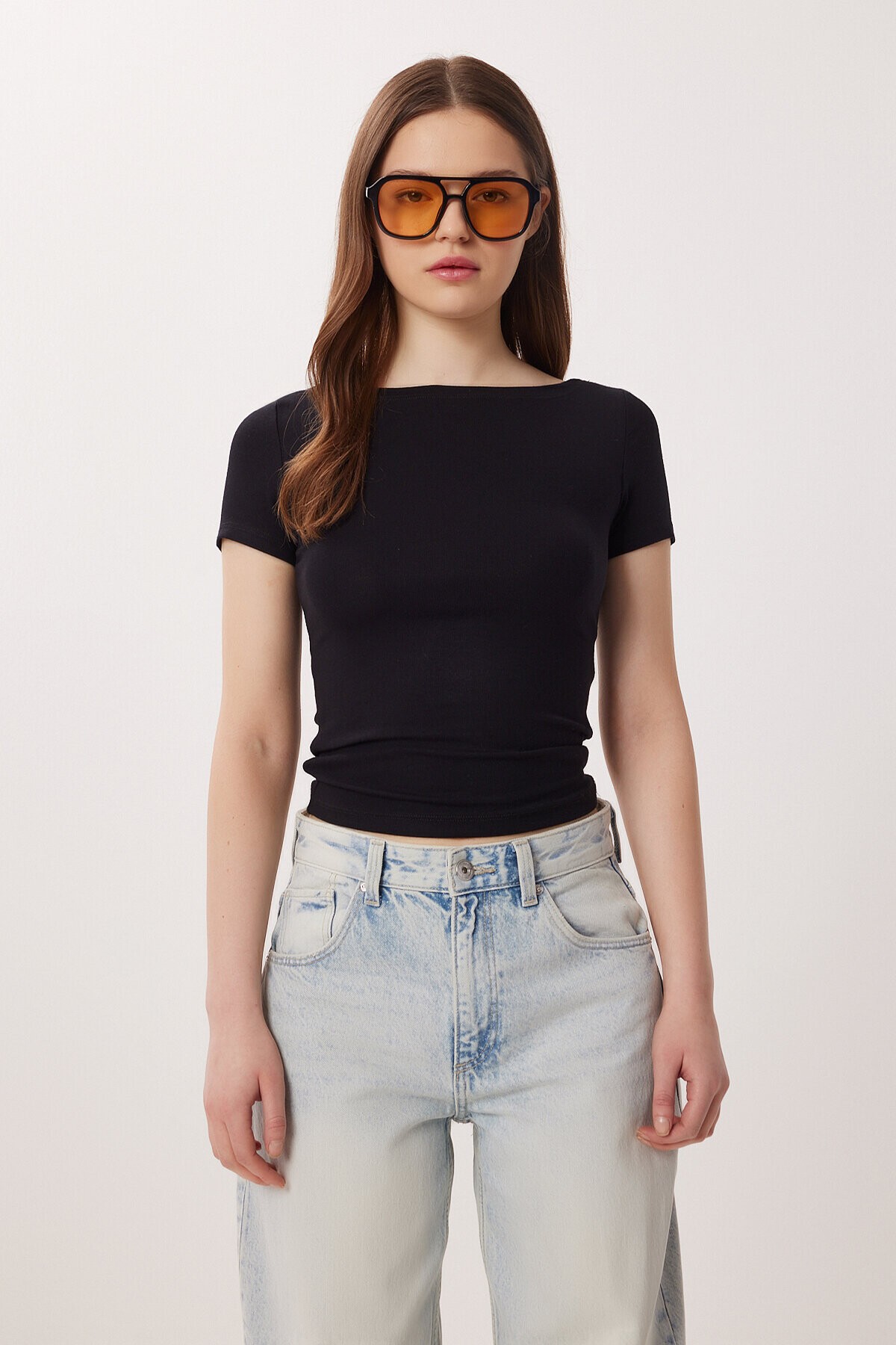 Kayık Yaka Basic Örme Bluz SİYAH LDZ0065