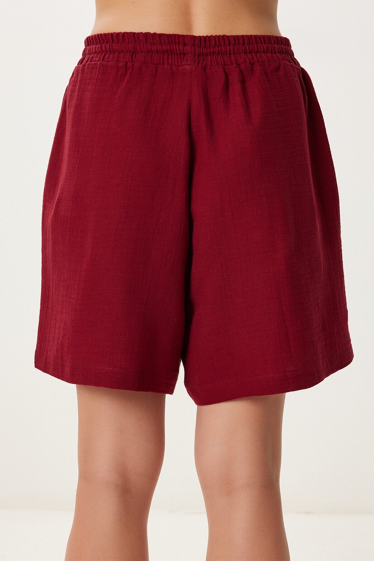 Müslin Gömlek Şort Takım BORDO LDP0064