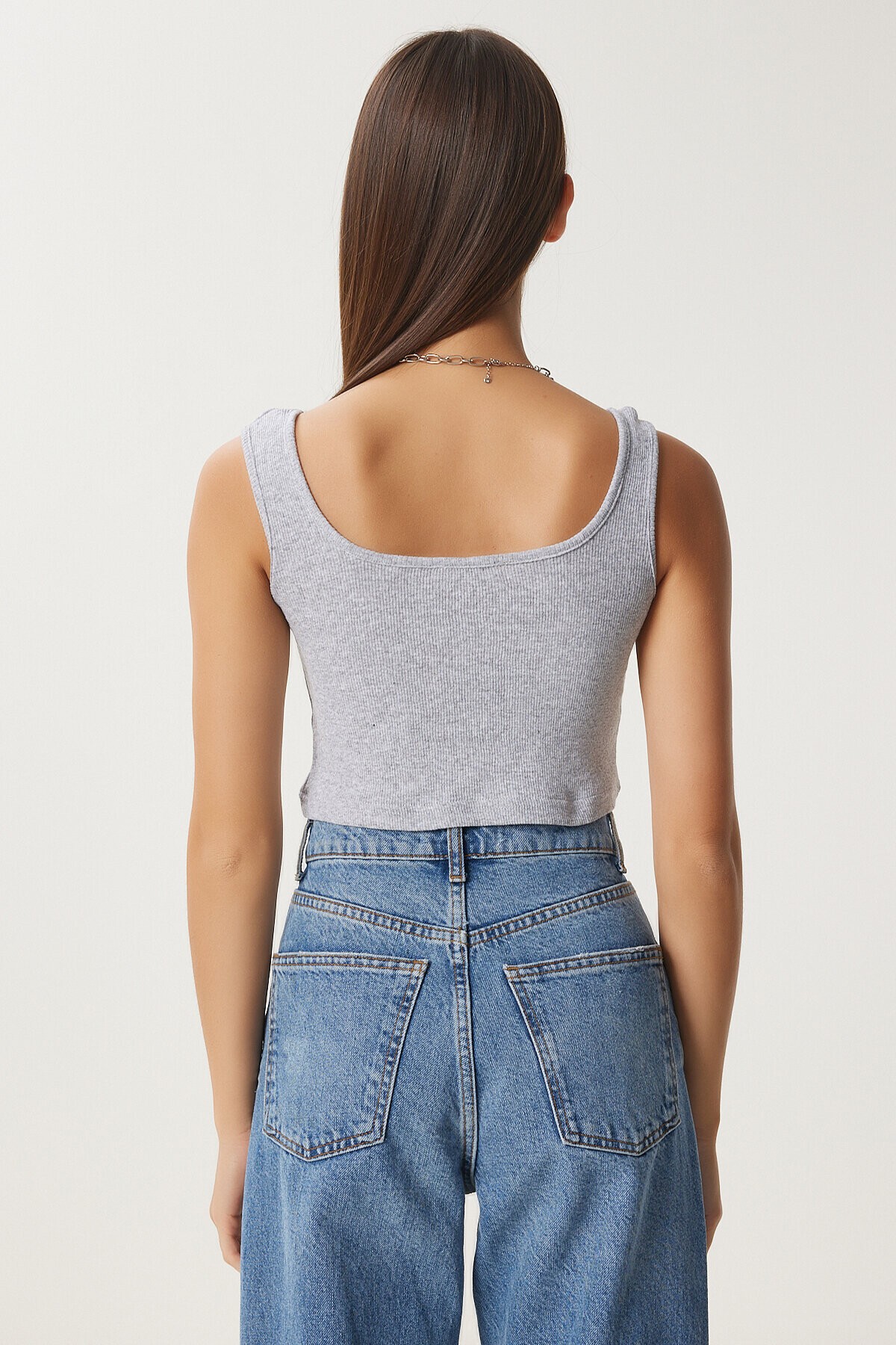 Askılı Crop 3lü Paket Örme Bluz KIRMIZI GRİ MELANJ KOYU MAVİ LGT0005