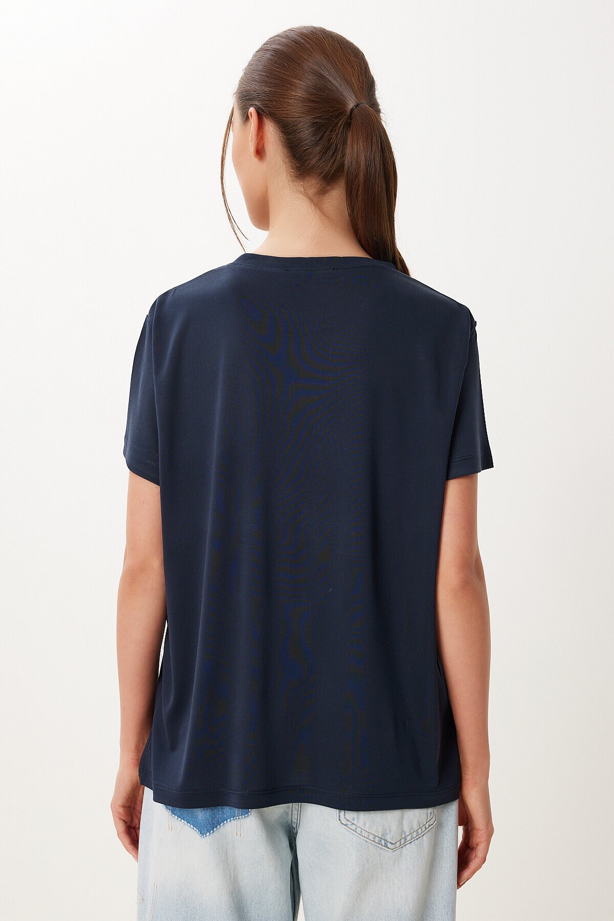 Basic Modal Örme T-shirt LACİVERT LFN0101