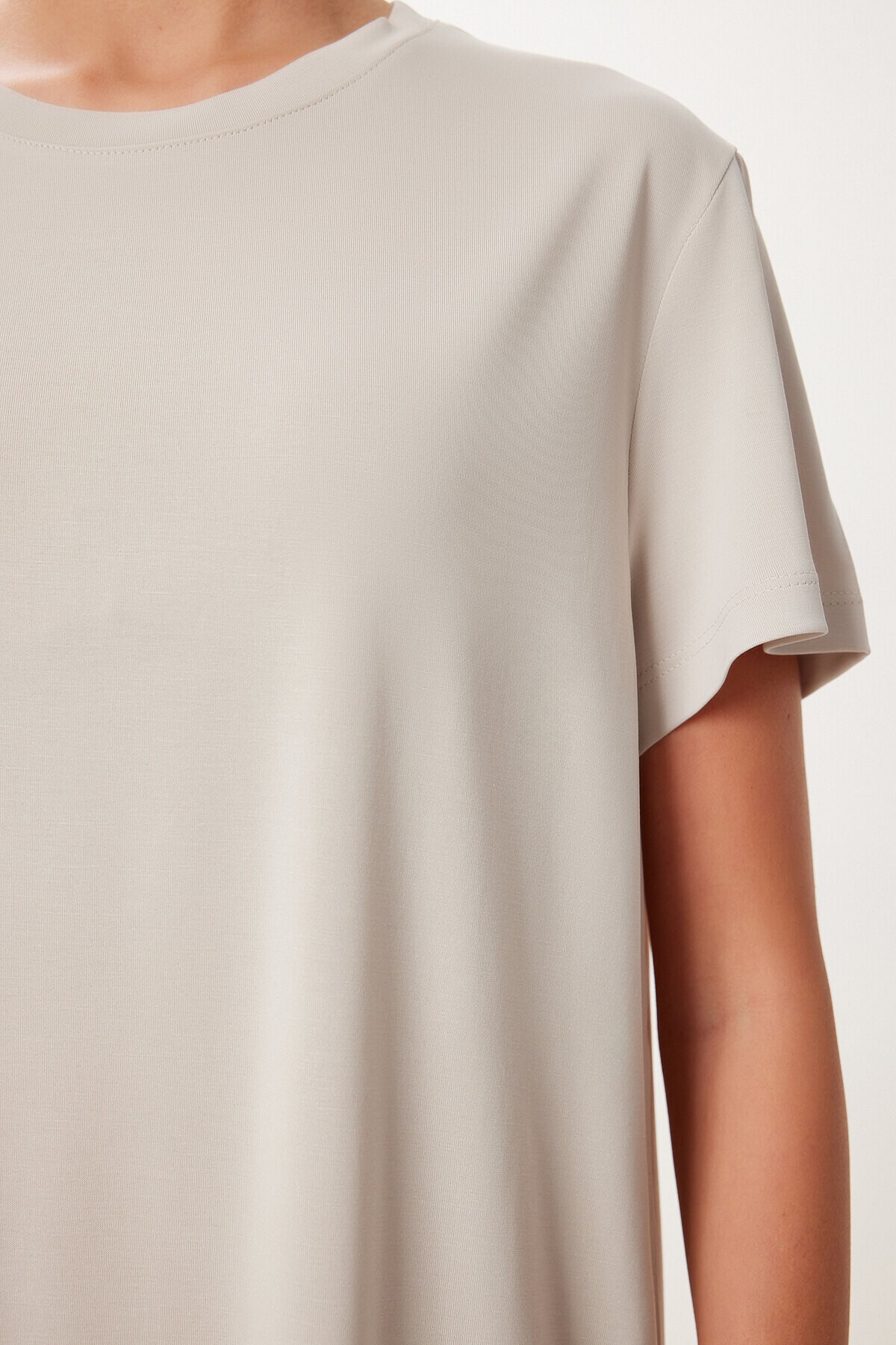 Basic Modal Örme T-shirt TAŞ LFN0101
