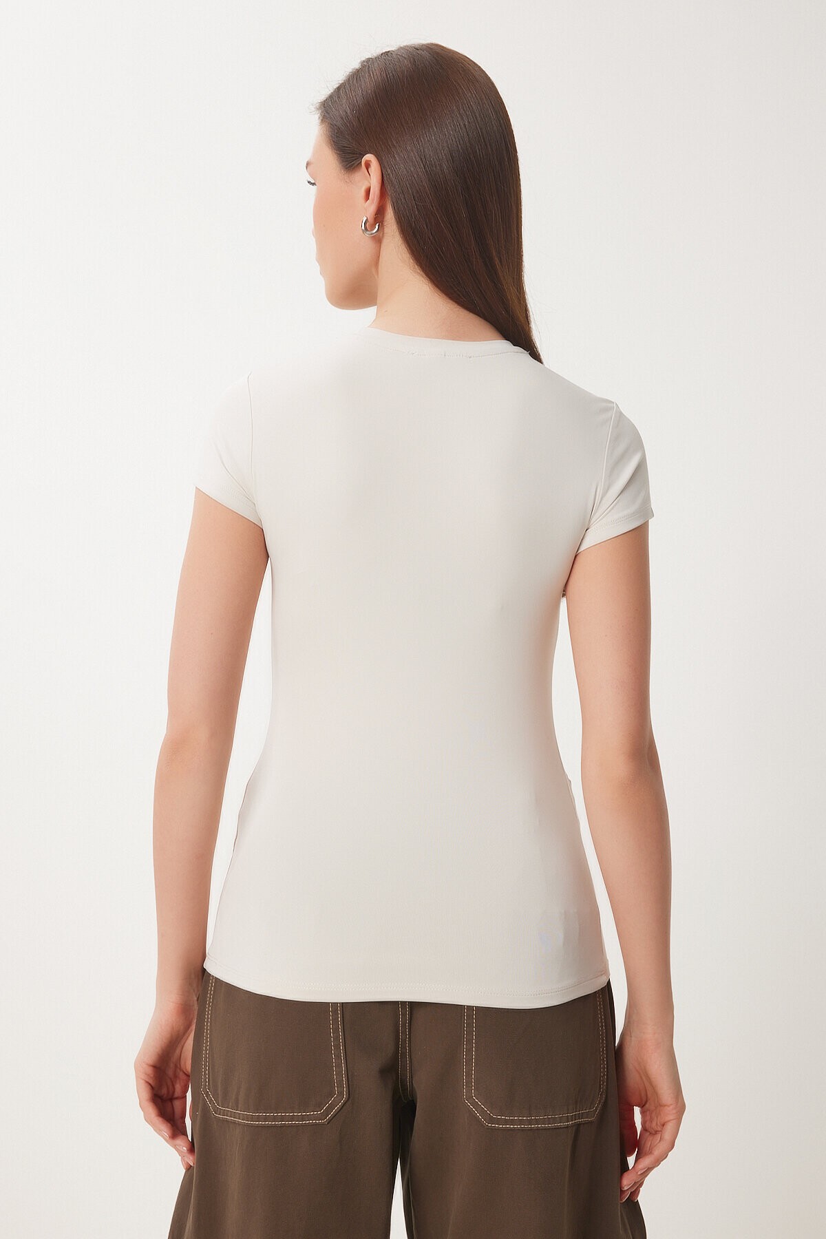 Bedene Oturan Sandy Örme T-shirt TAŞ LJF0001