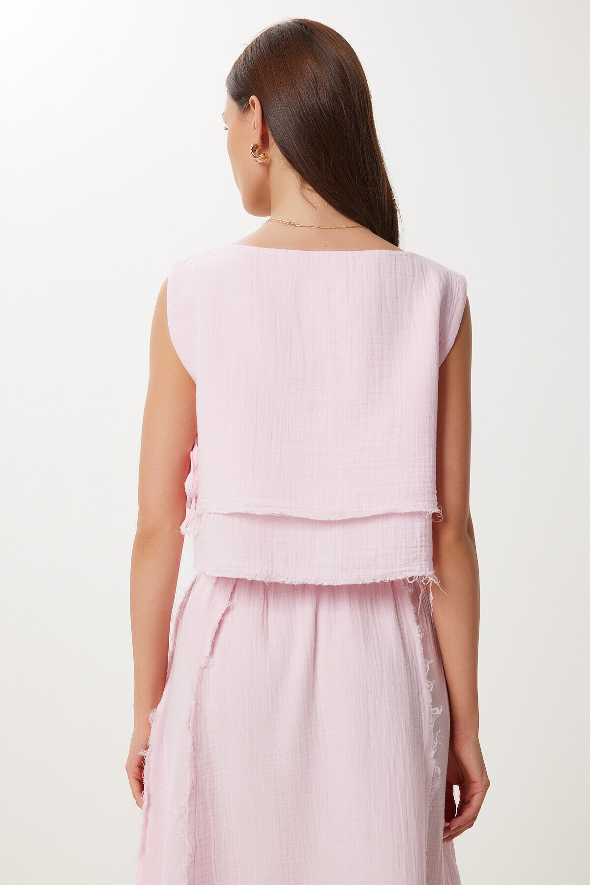 Müslin Bluz Etek Takım PEMBE LGP0013