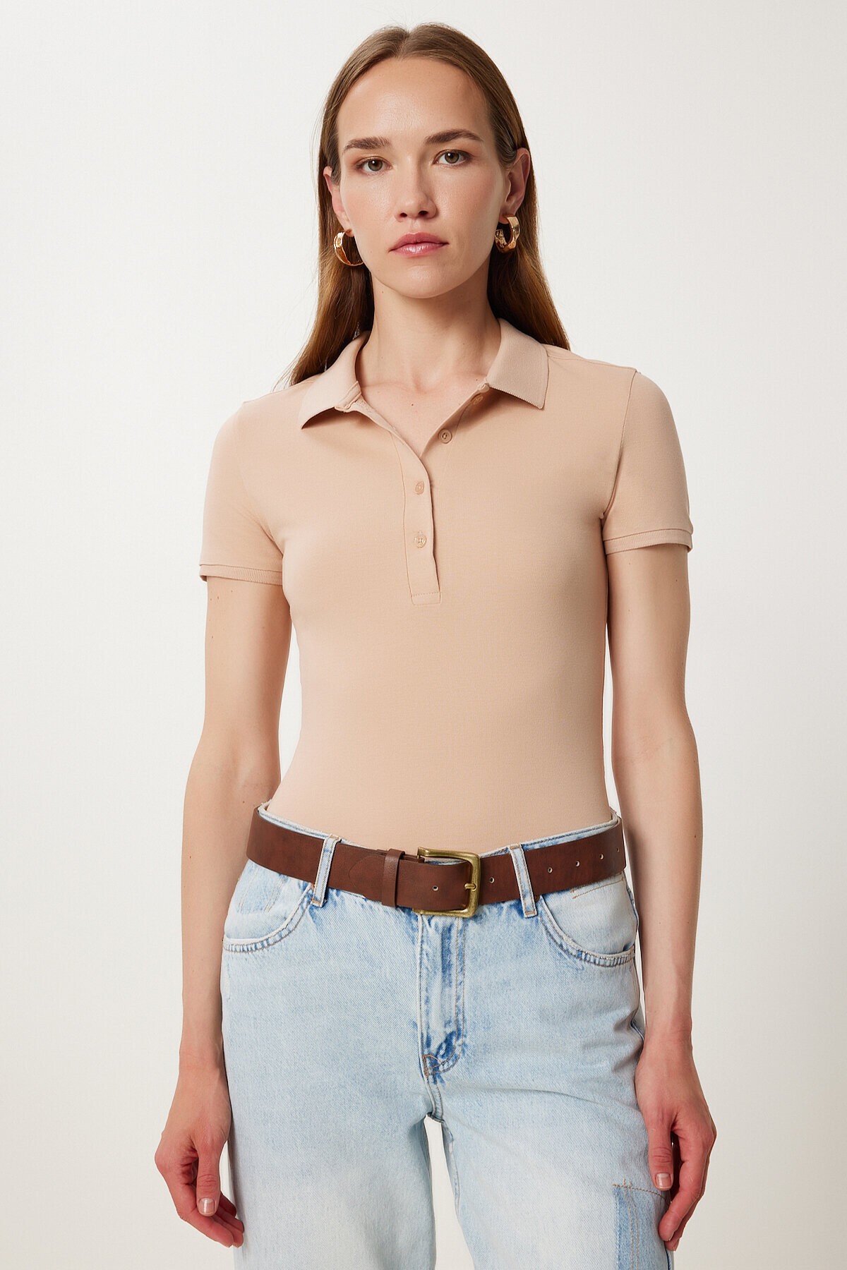 Polo Yaka Örme T-shirt CAMEL LFK0011