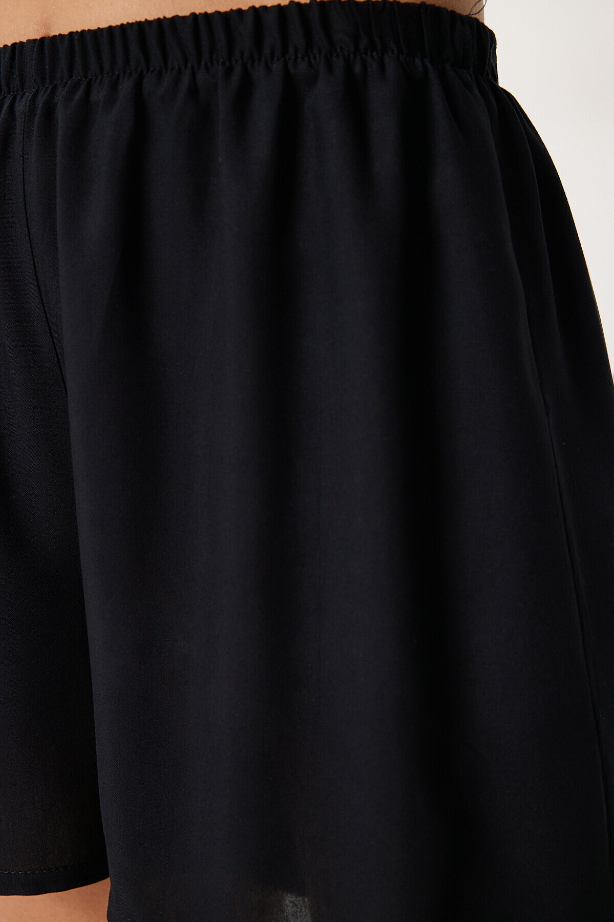 Yazlık Viskon Crop Şort Takım SİYAH LJE0002