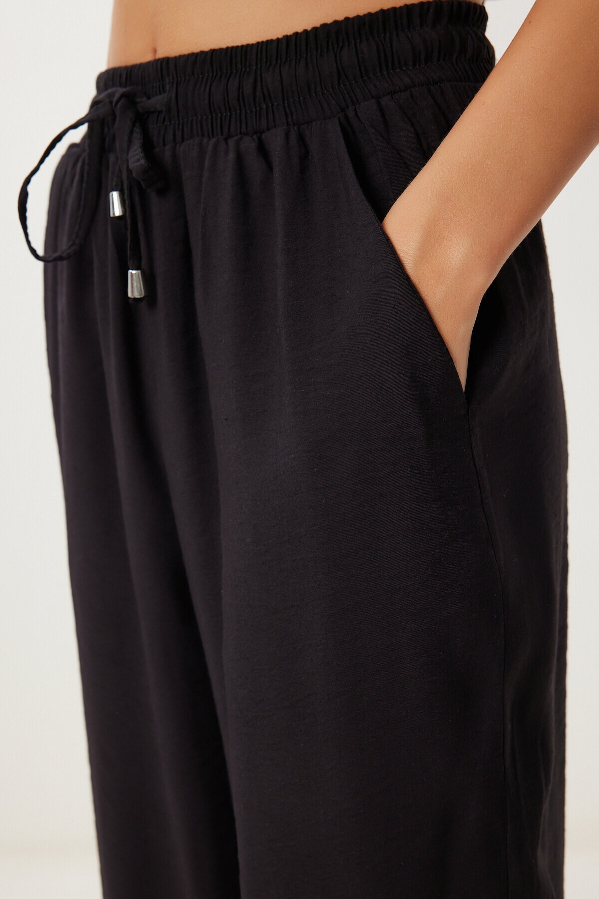 Askılı Dokuma Bluz Pantolon Takım SİYAH LMC0064