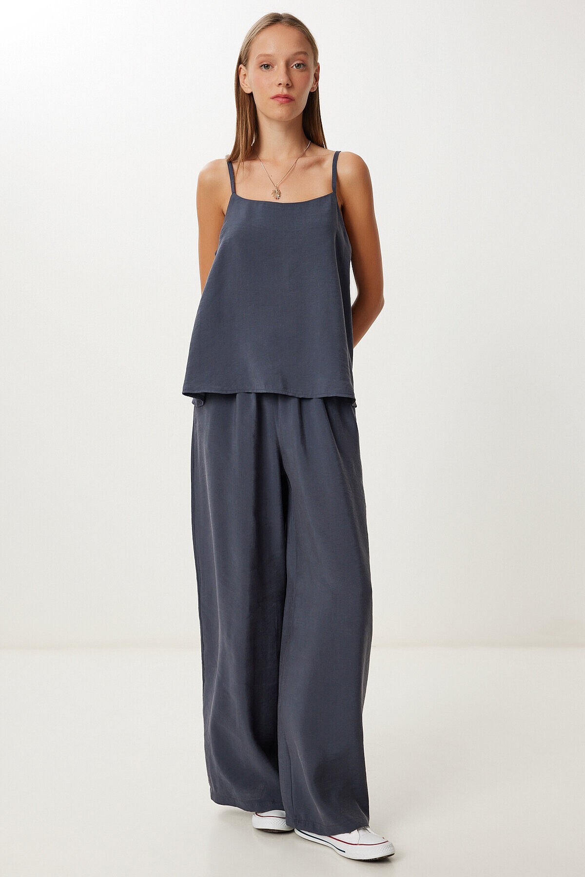 Askılı Modal Bluz Pantolon Takım ANTRASİT LMC0065