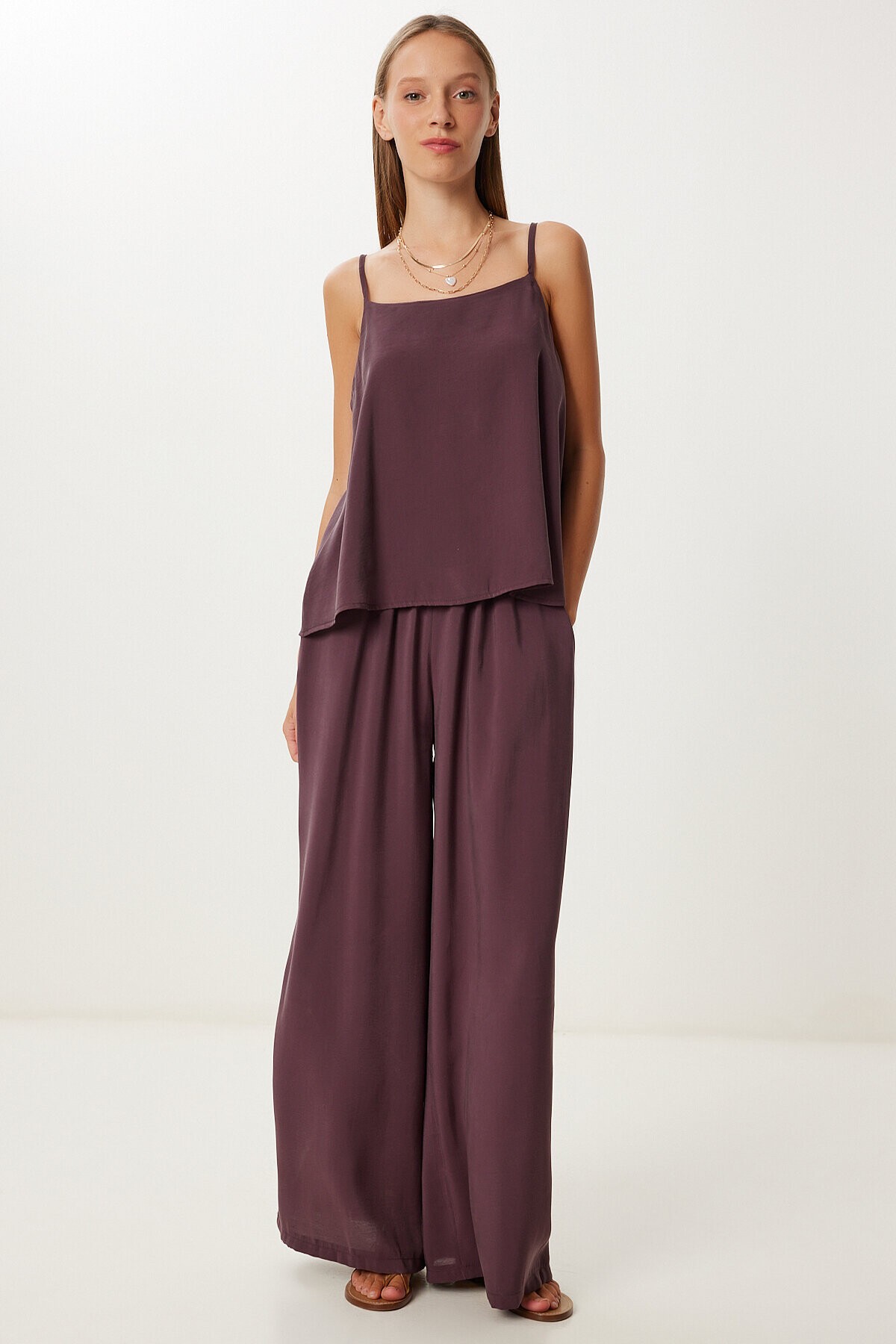 Askılı Modal Bluz Pantolon Takım MÜRDÜM LMC0065