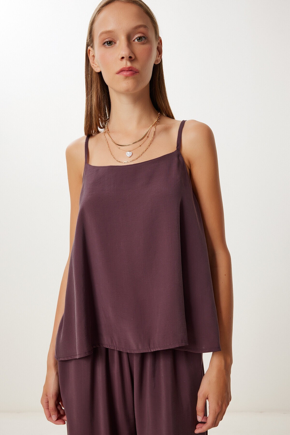 Askılı Modal Bluz Pantolon Takım MÜRDÜM LMC0065
