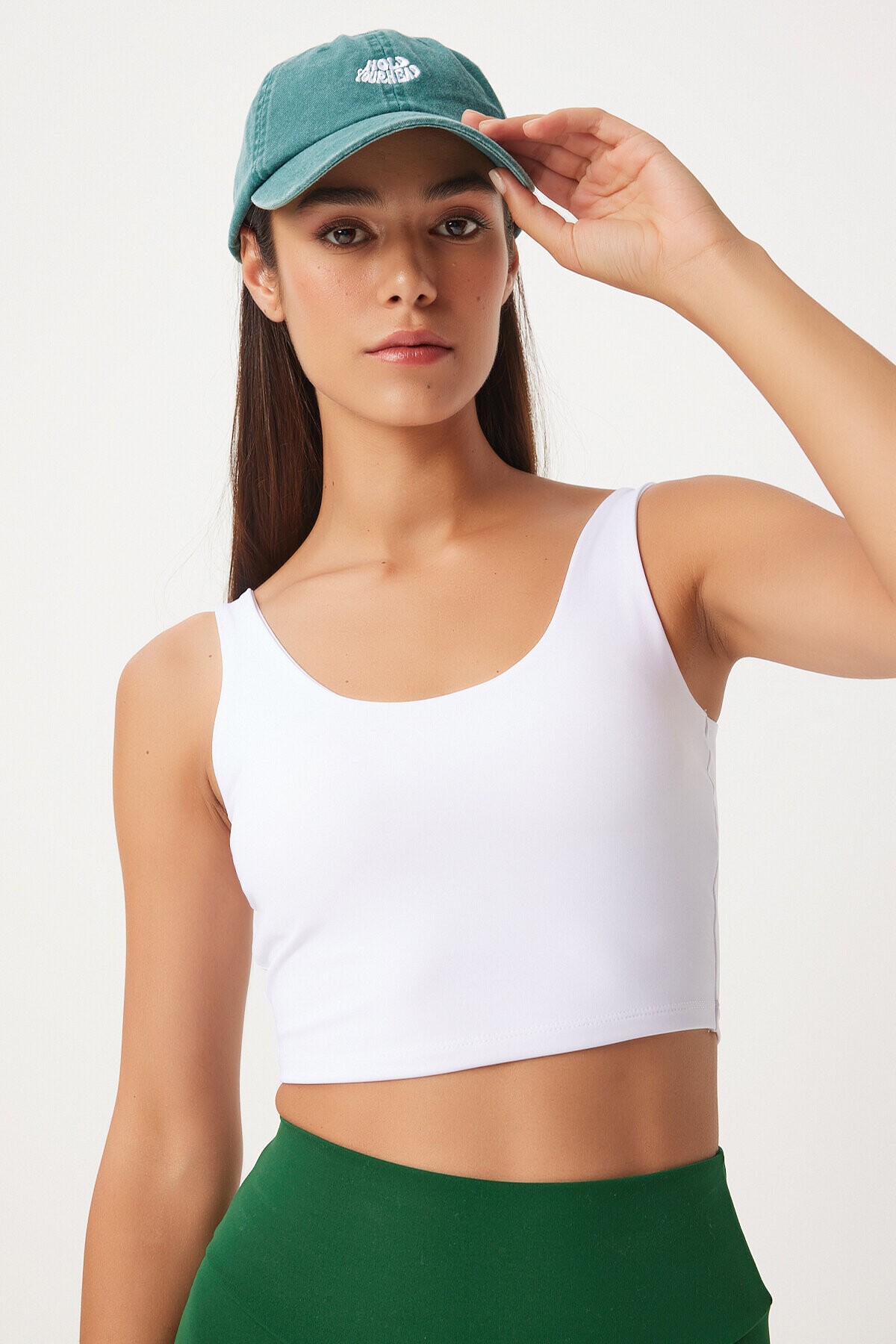 Askılı Şekillendirici Örme Spor Sütyeni BEYAZ LOW0024