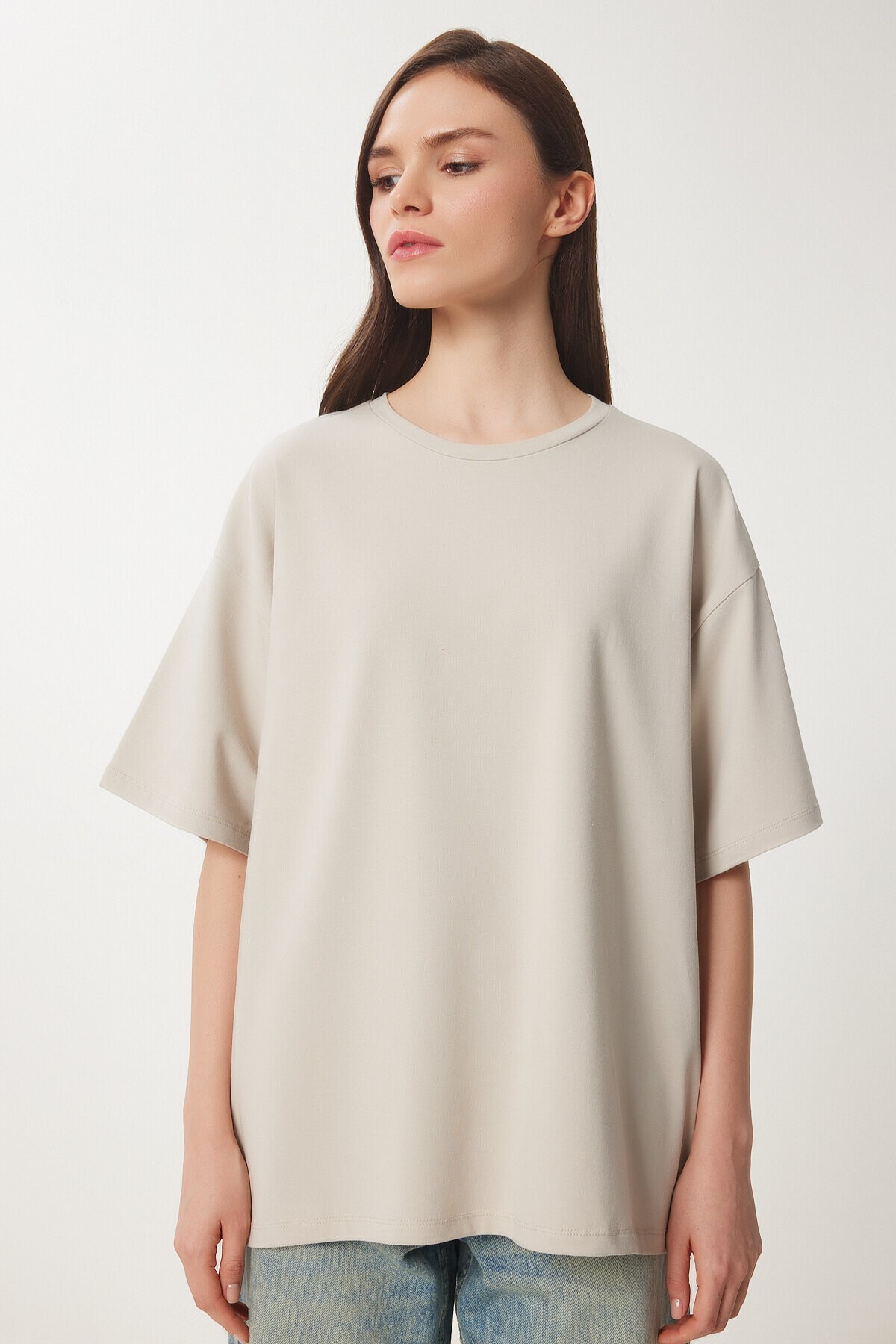Basic Oversize 2li Takım Örme T-shirt LACİVERT TAŞ LHW0007