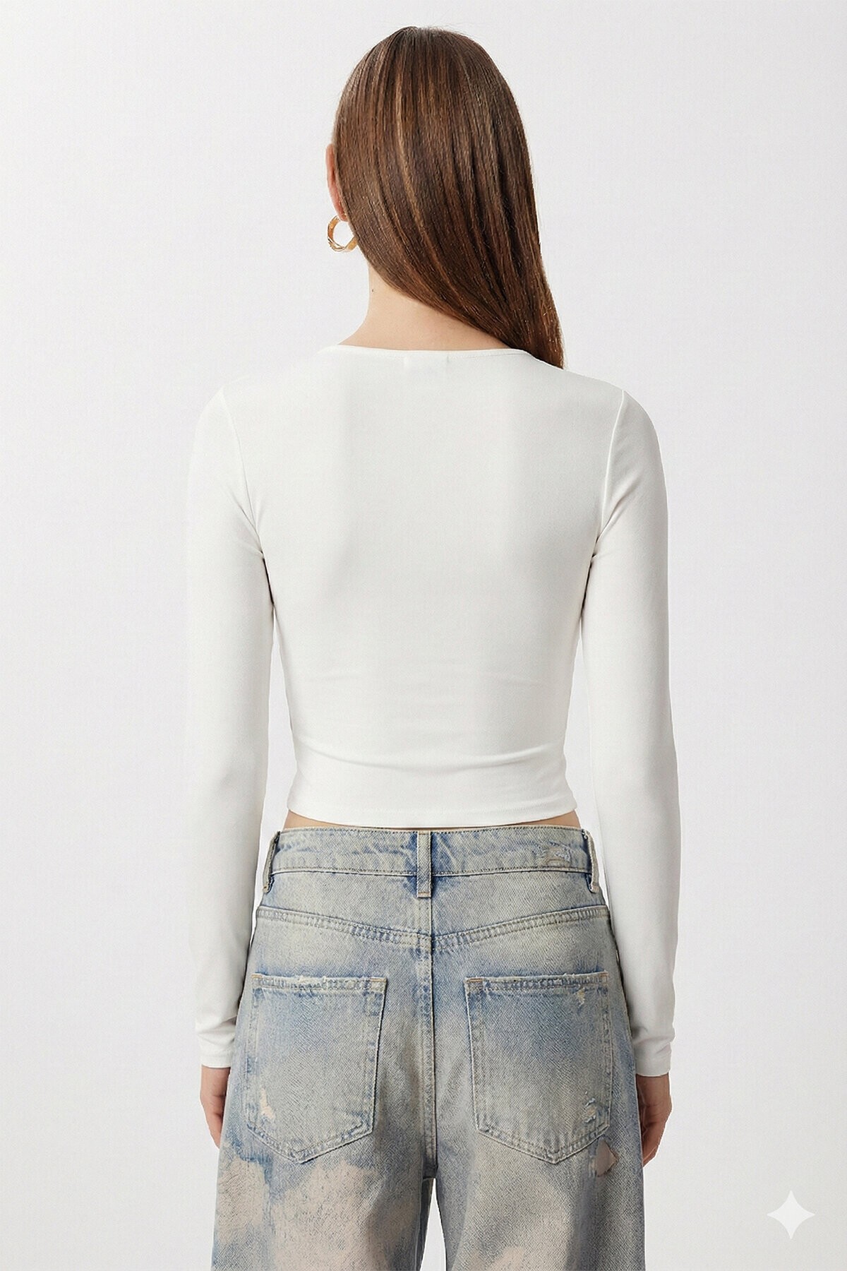 Büzgülü Cut Out Detaylı Örme Bluz ?? EKRU LEX0018