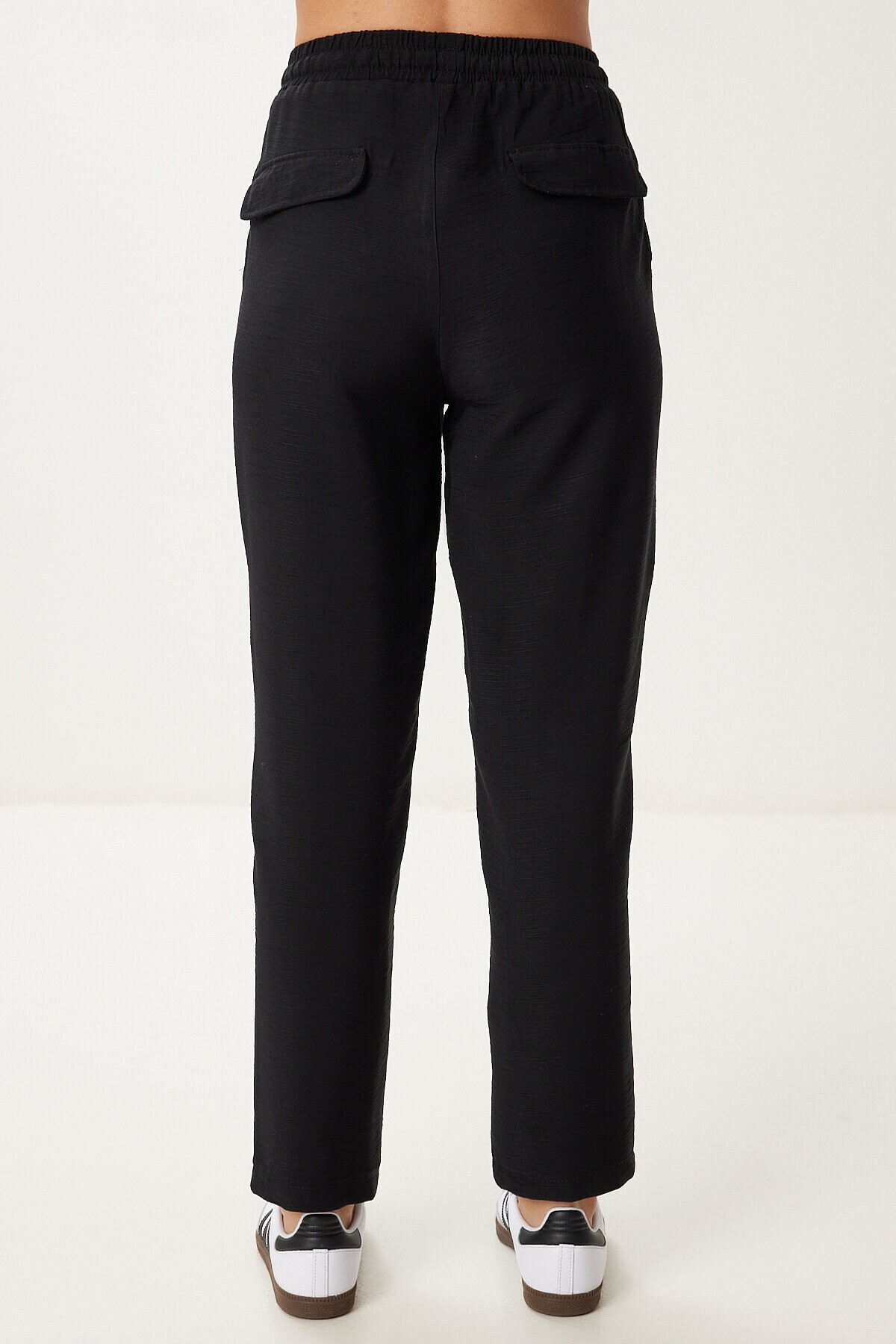 Cepli Dokuma Şalvar Pantolon SİYAH LMX0094