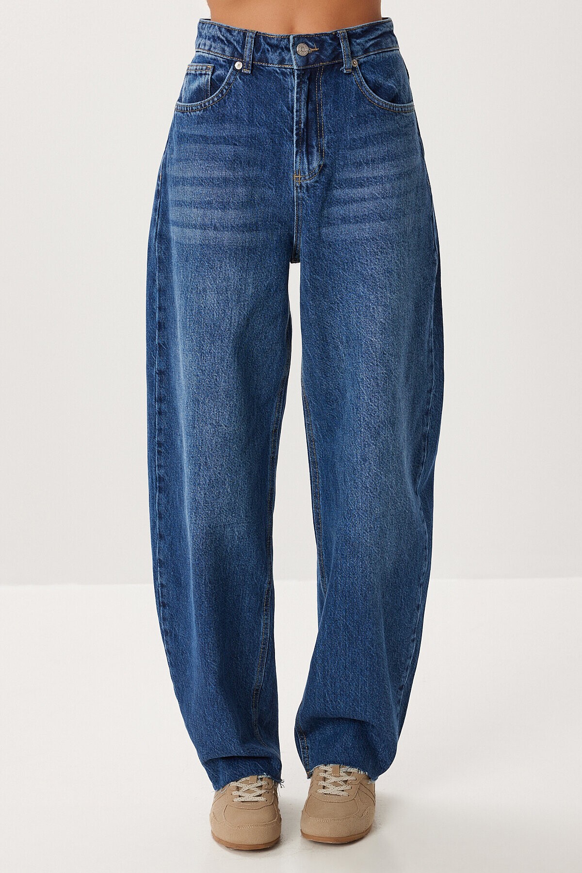 Kesik Paça Baggy Jean P0291 KOYU MAVİ LRI0022