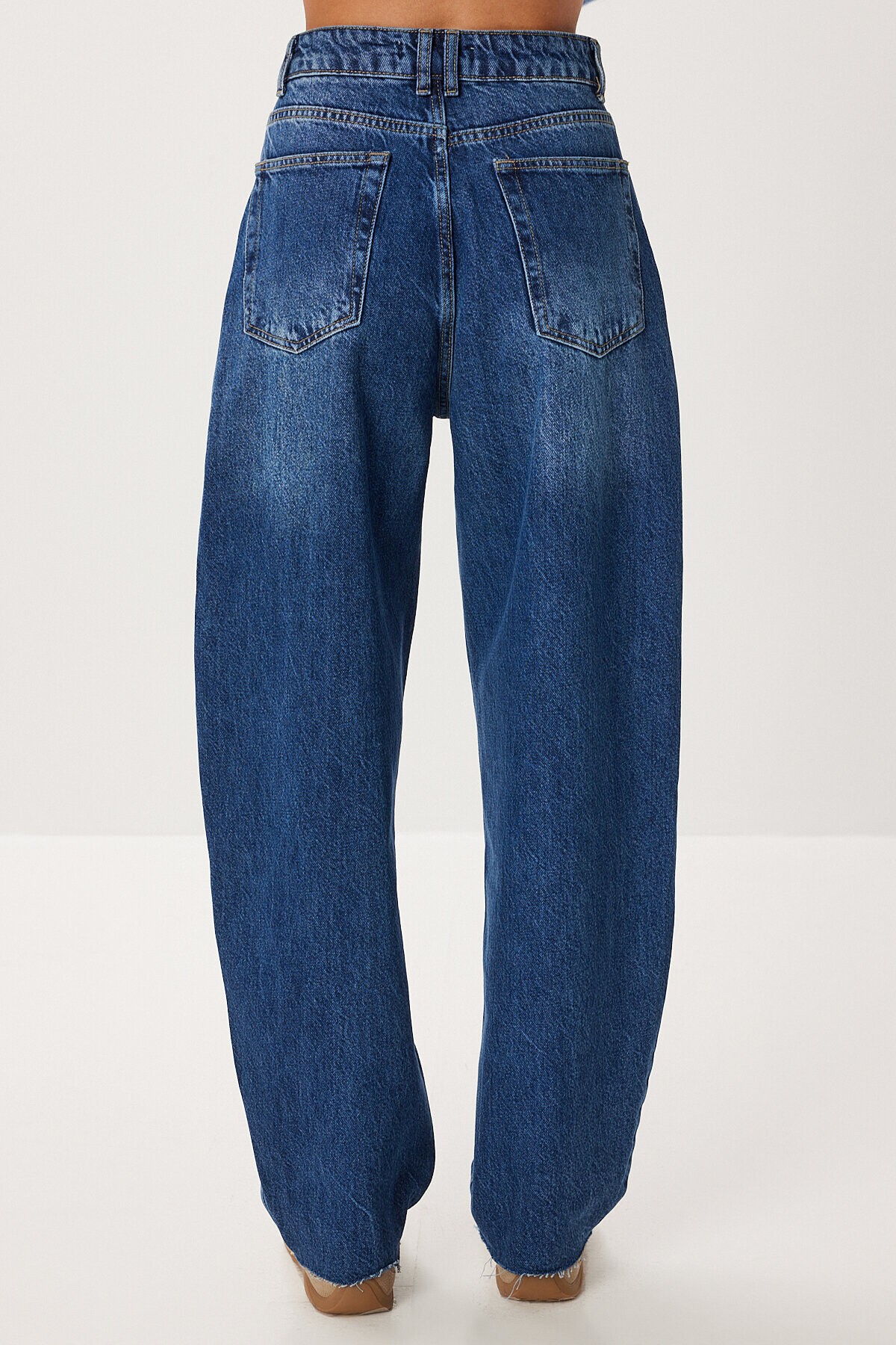 Kesik Paça Baggy Jean P0291 KOYU MAVİ LRI0022