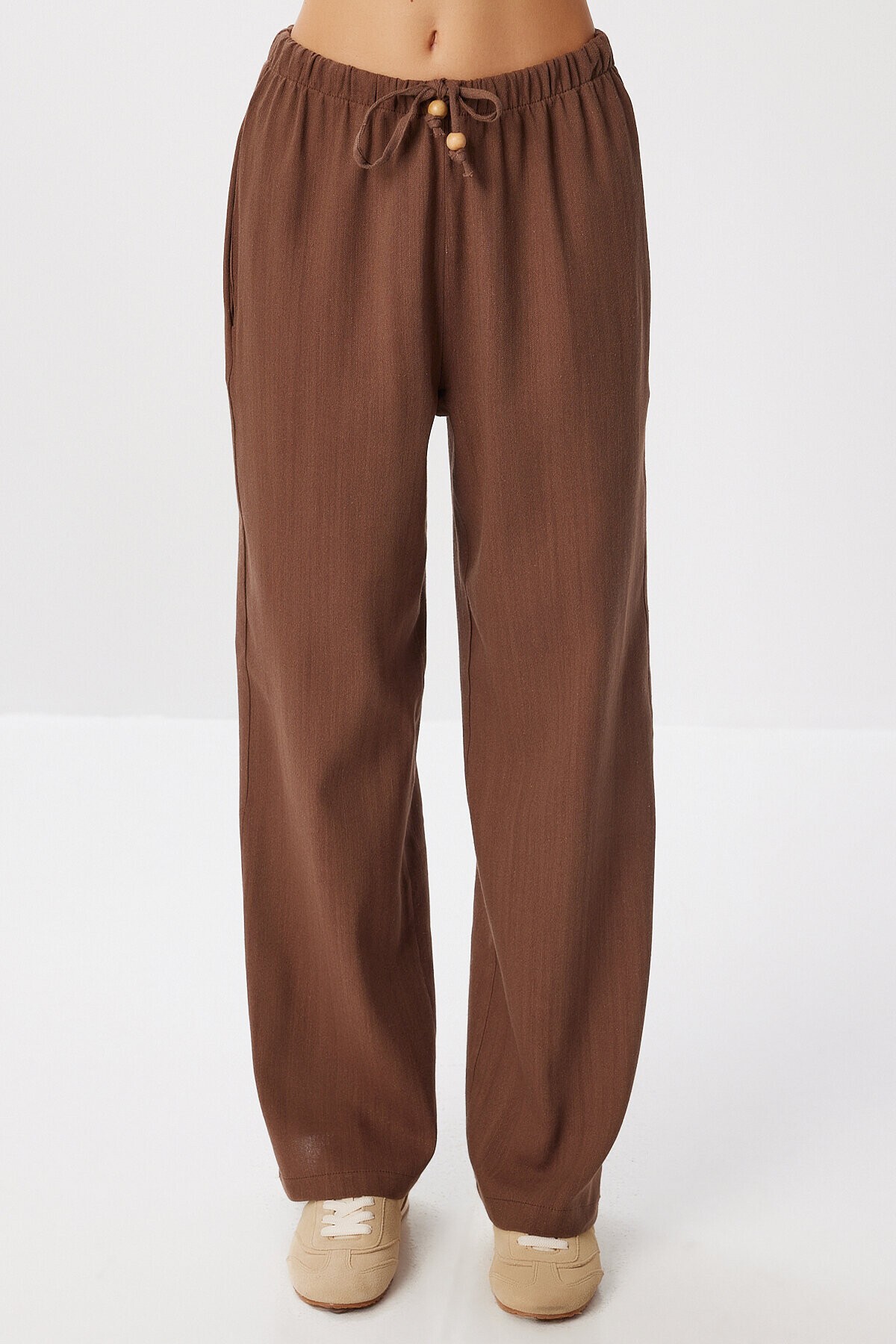 Keten Bluz Pantolon Takım KAKAO LMC0062
