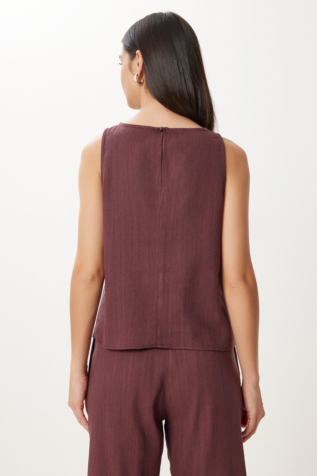 Keten Bluz Pantolon Takım MÜRDÜM LMC0062