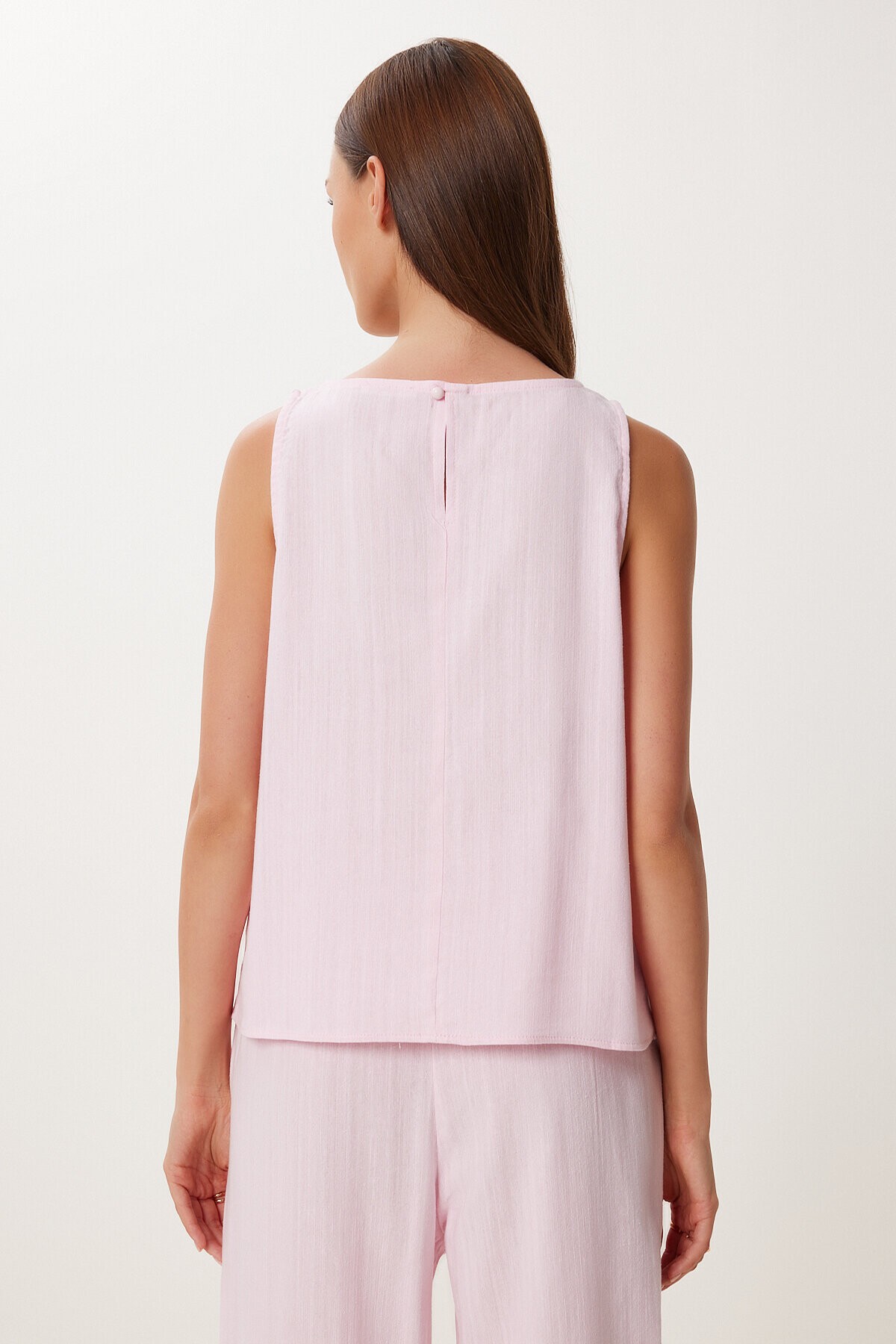 Keten Bluz Pantolon Takım ŞEKER PEMBE LMC0062