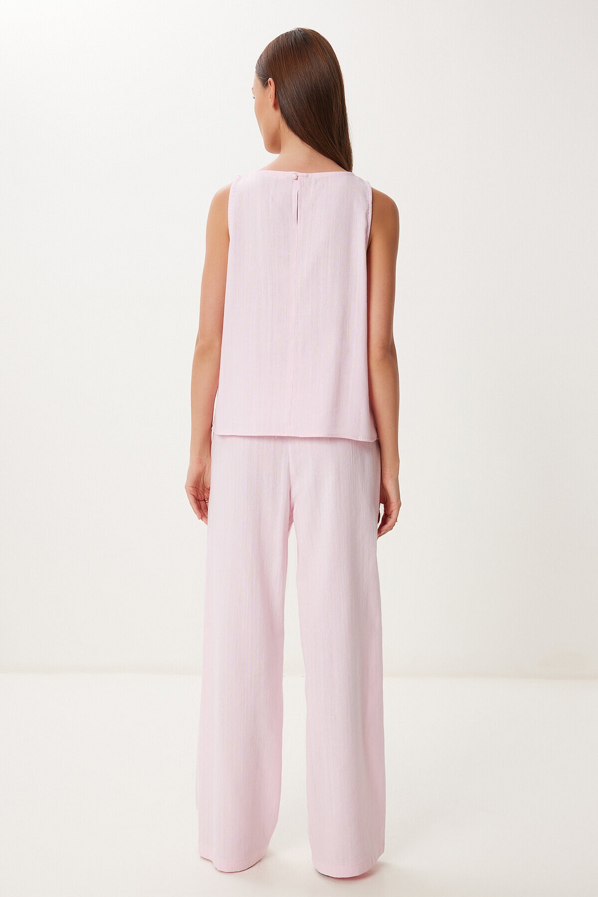 Keten Bluz Pantolon Takım ŞEKER PEMBE LMC0062