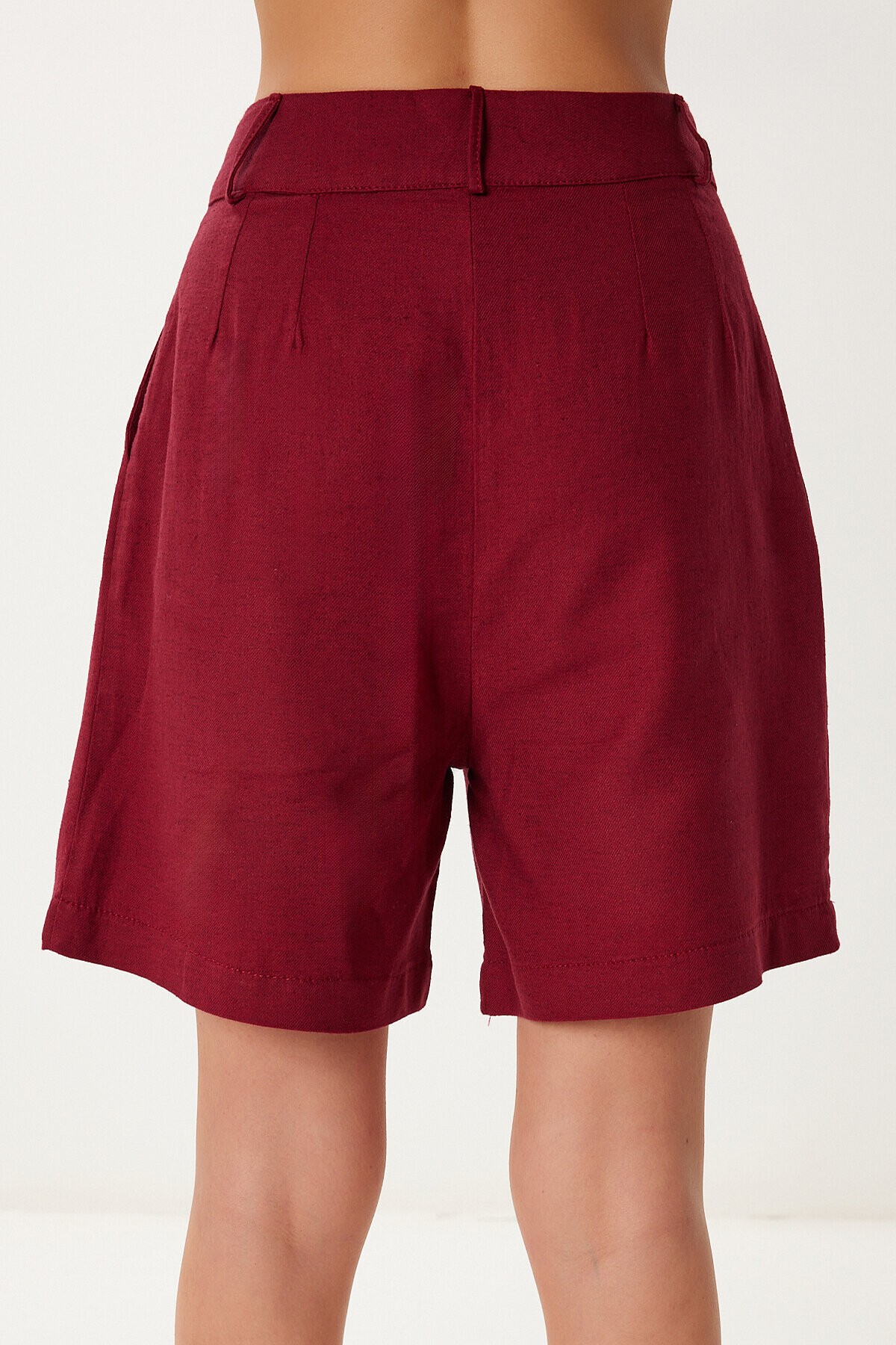 Keten Bluz Şort Takım BORDO LMX0098