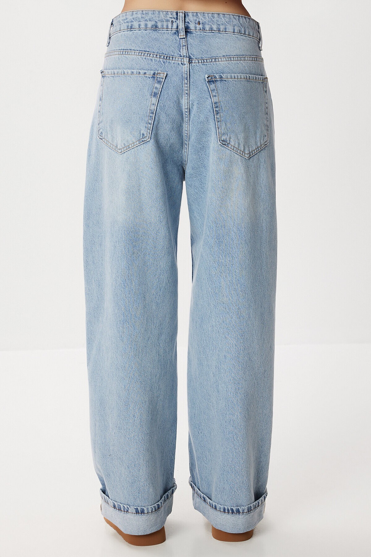 Kıvrık Paça Wide Leg Jeans MAVİ LRI0033
