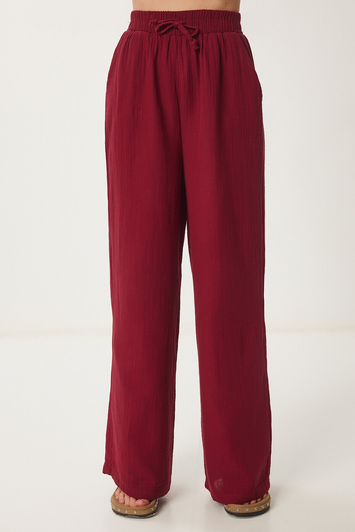 Müslin Palazzo Pantolon BORDO LMX0008