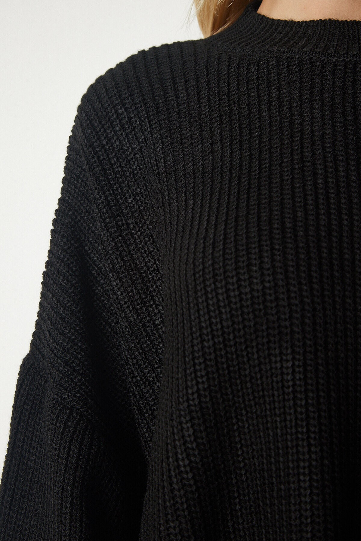 Oversize Basic Triko Kazak SİYAH LMX0019