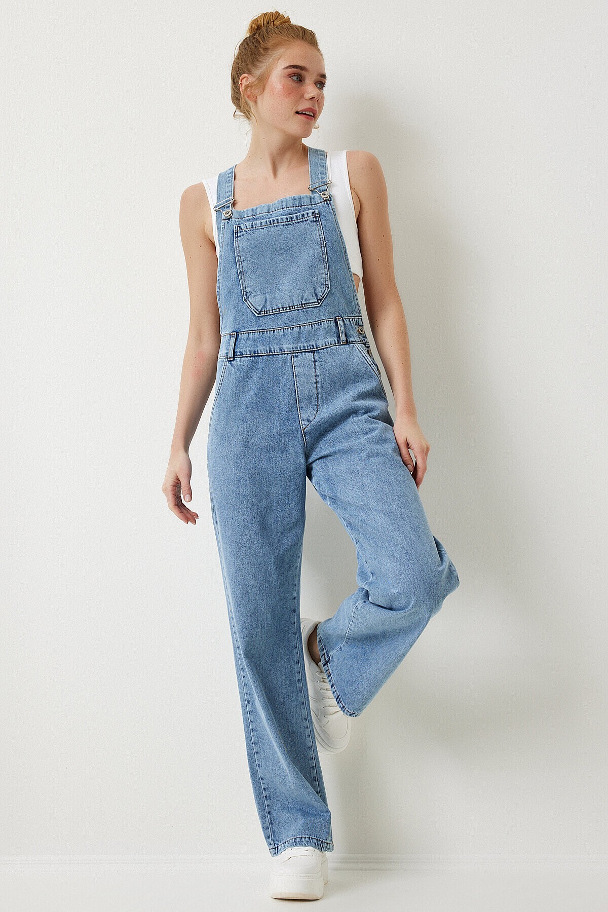Askılı Denim Bahçıvan Tulum AÇIK MAVİ LRV0006