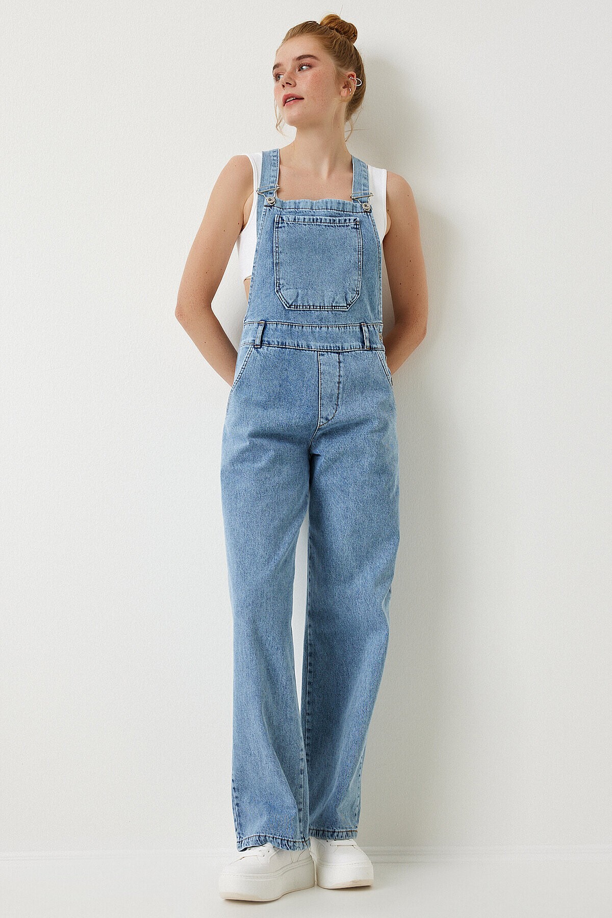 Askılı Denim Bahçıvan Tulum AÇIK MAVİ LRV0006