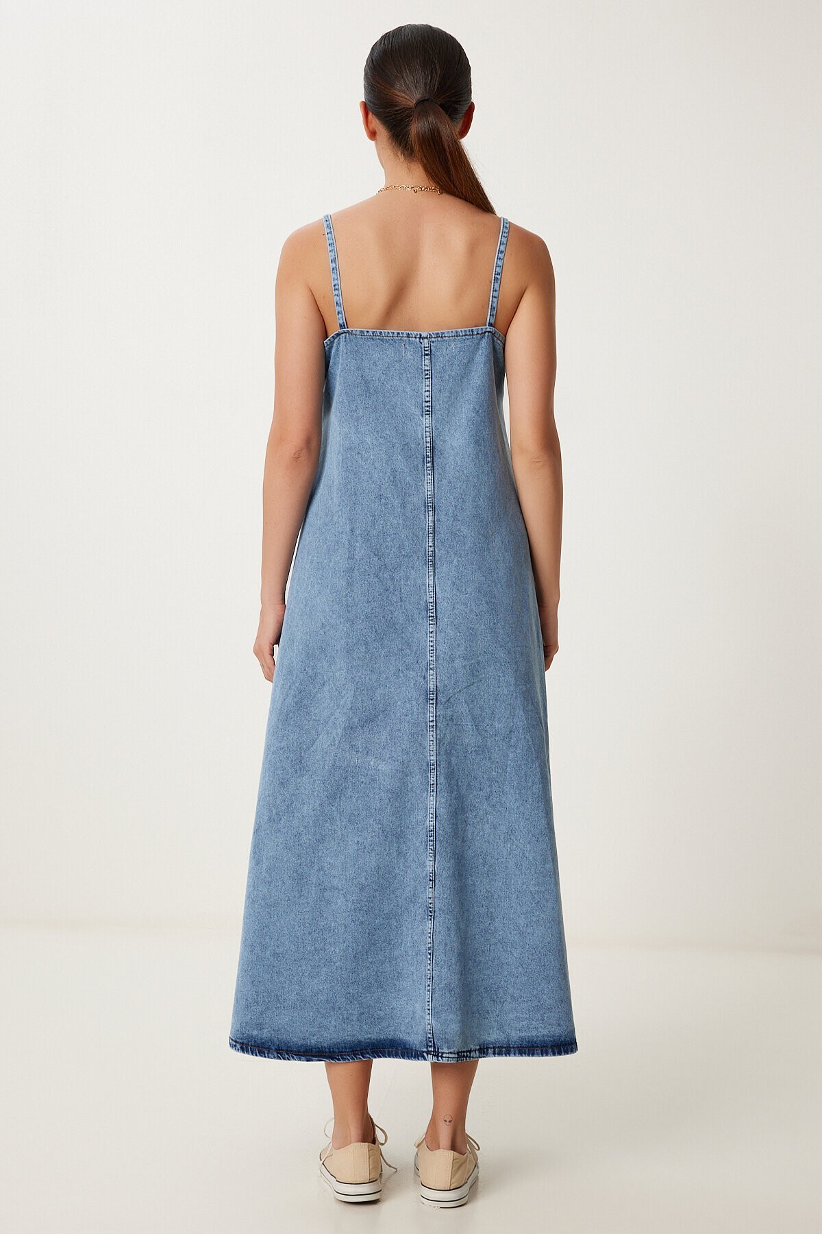 Askılı Denim Çan Elbise AÇIK MAVİ LRV0097