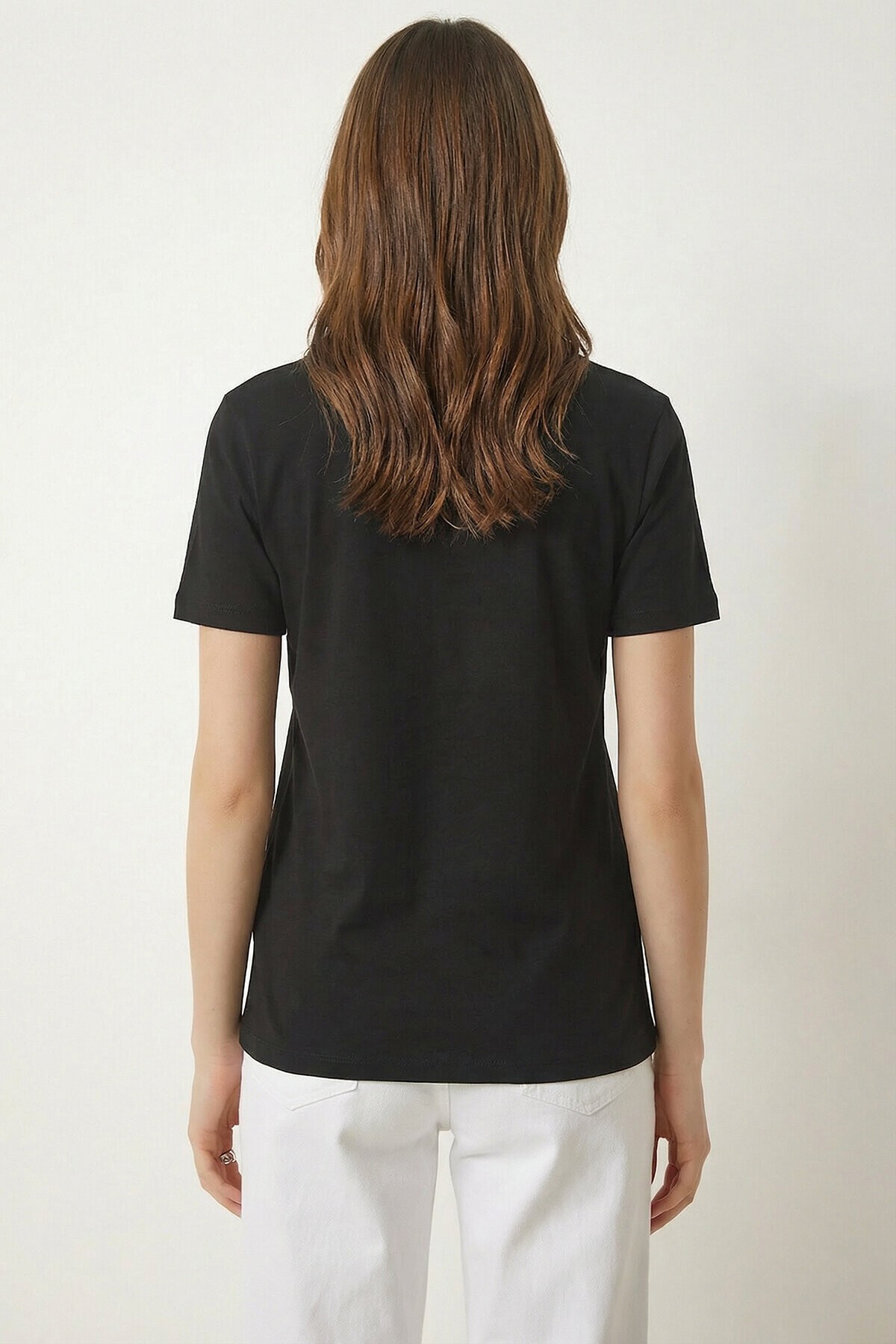 Ayıcık Armalı Baskılı Oversize Örme T-shirt SİYAH LMC0088