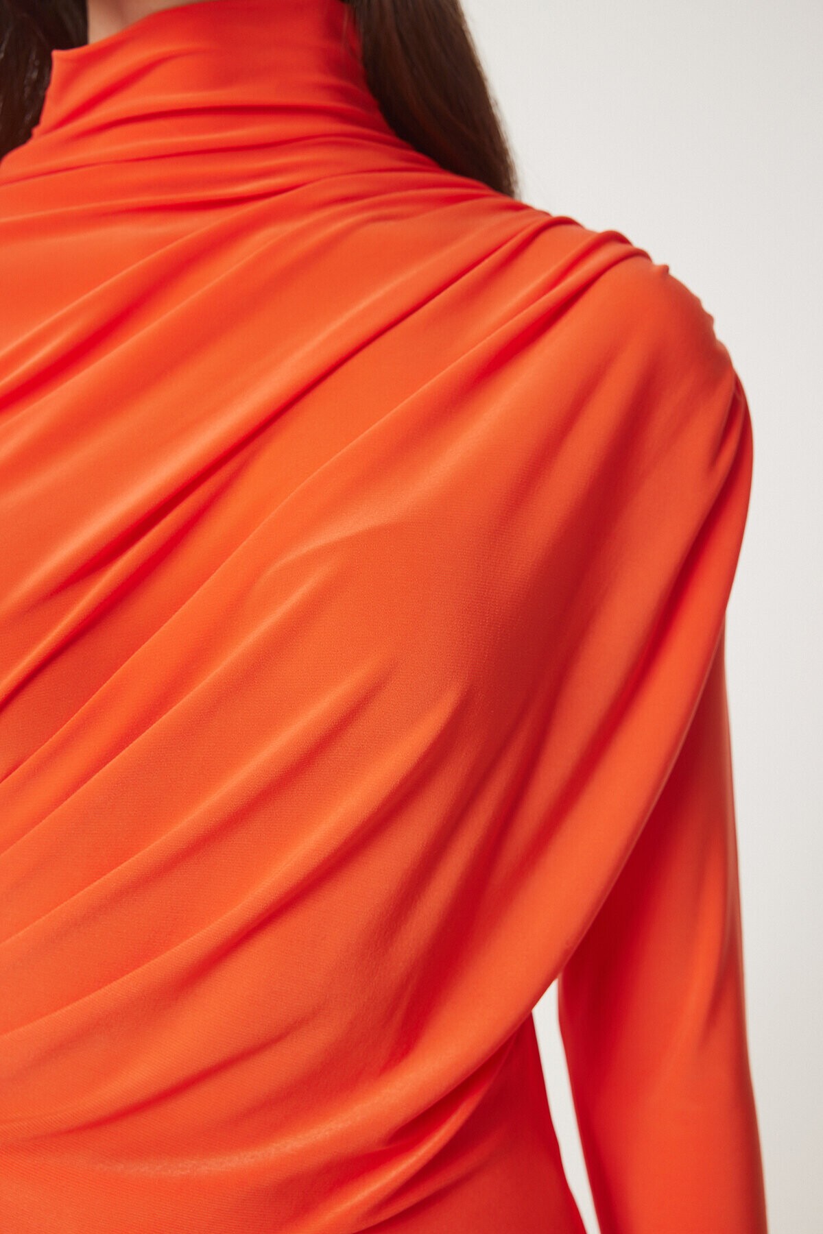 Büzgü Detaylı Sandy Bluz ORANJ LFF0001