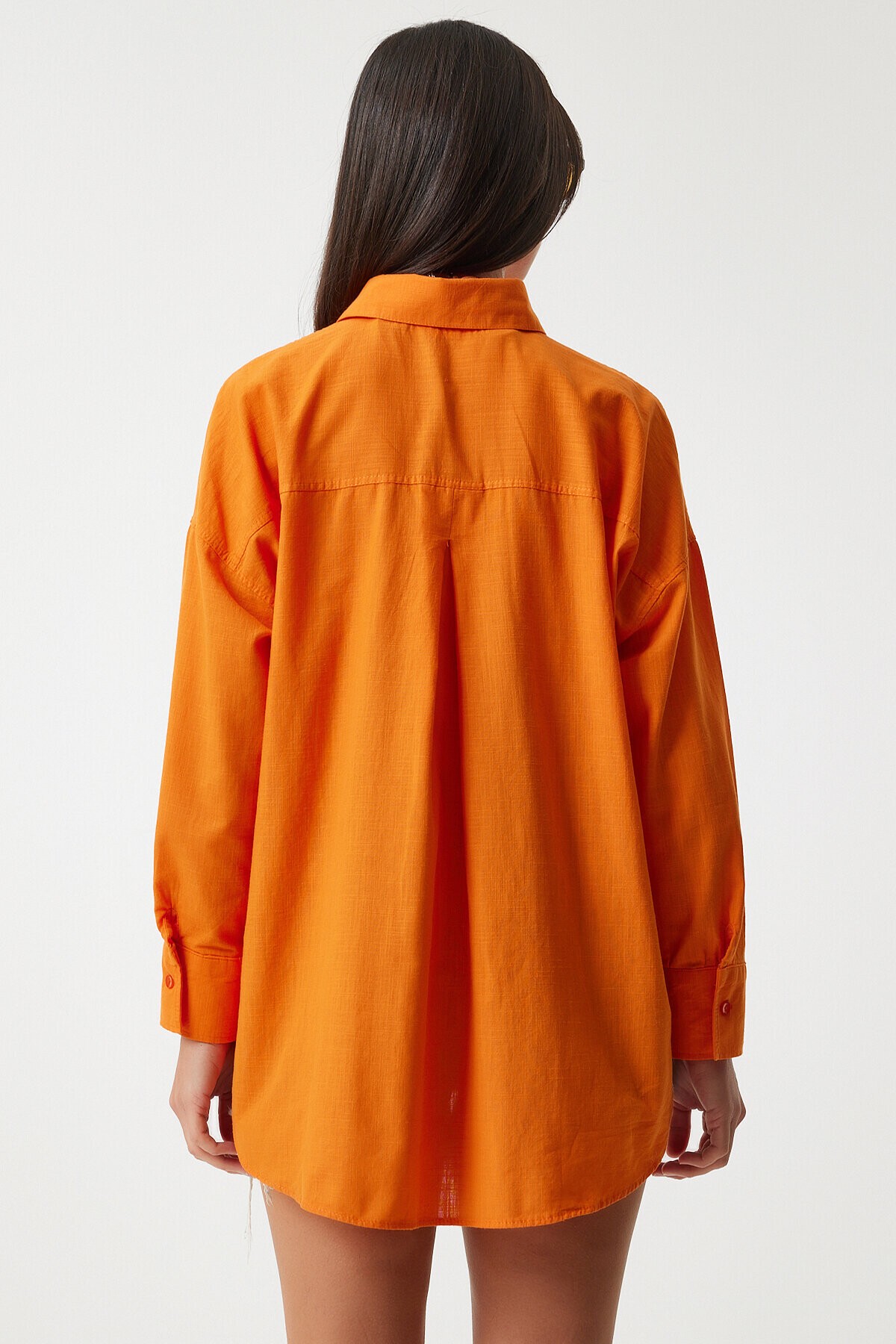 Oversize Keten Gömlek ORANJ LHF0005
