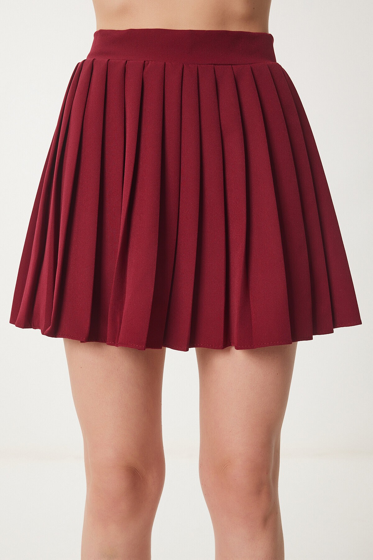 Pileli Mini Dokuma Etek BORDO LNS0022