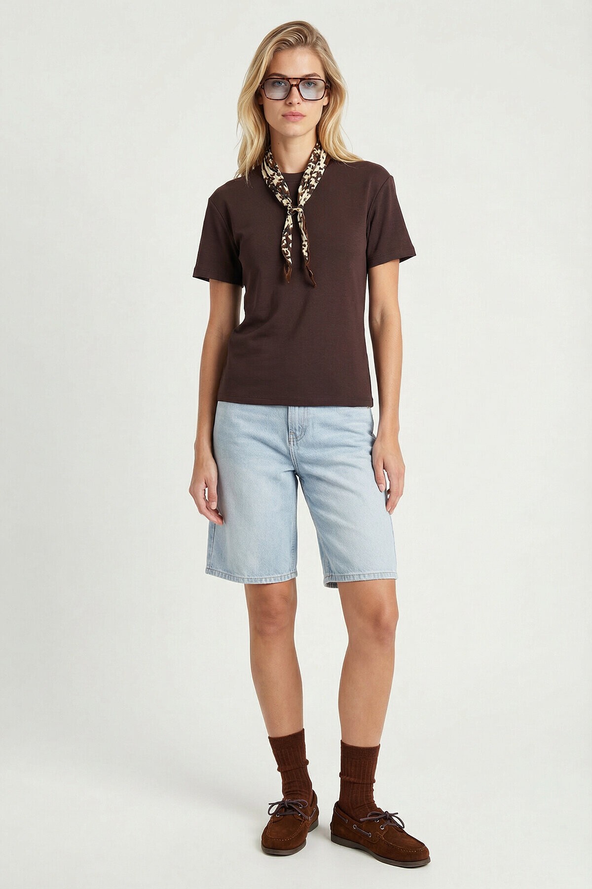 Basic Modal T-shirt KAHVERENGİ LMC0084