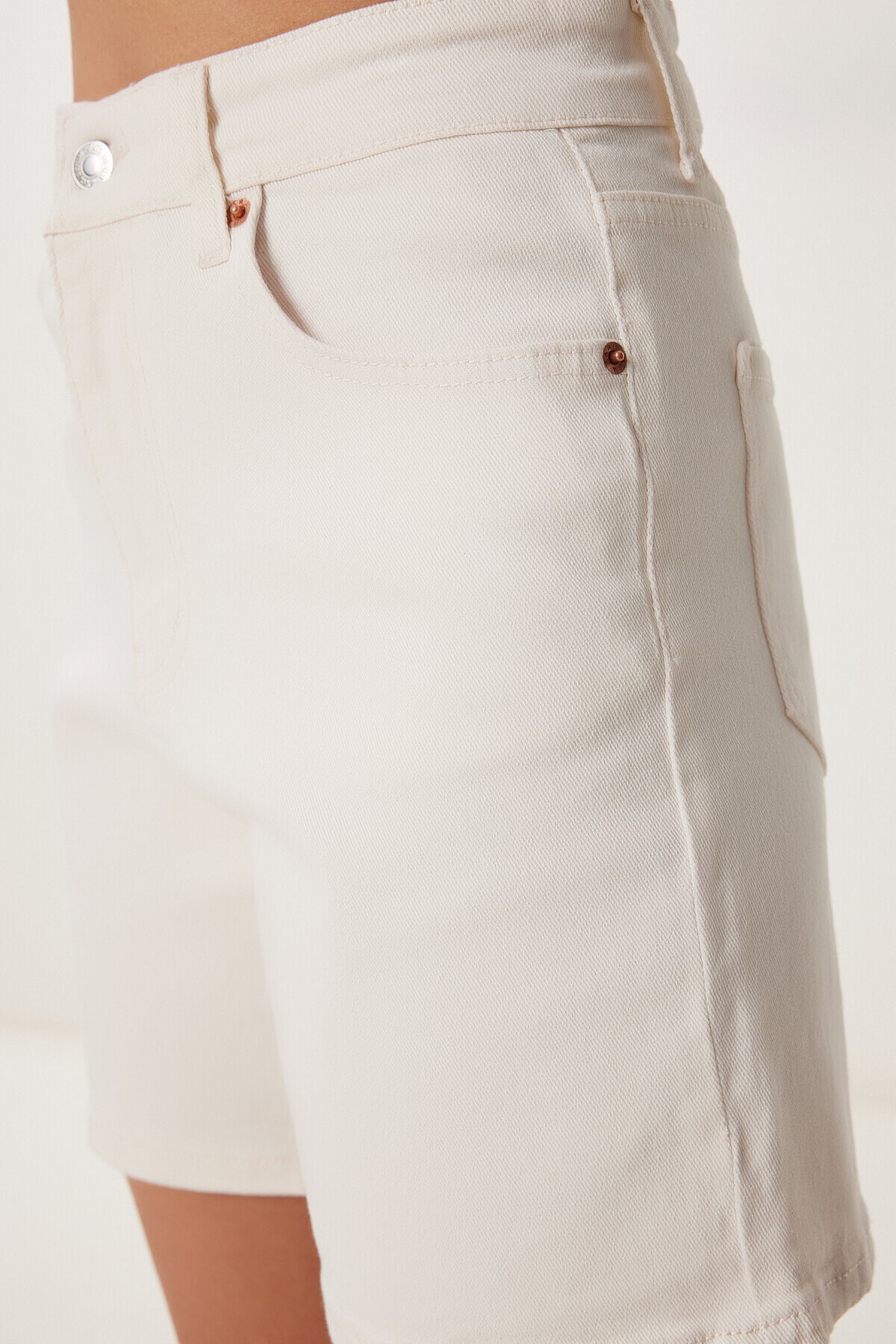 Bermuda Denim Şort KREM LUT0017