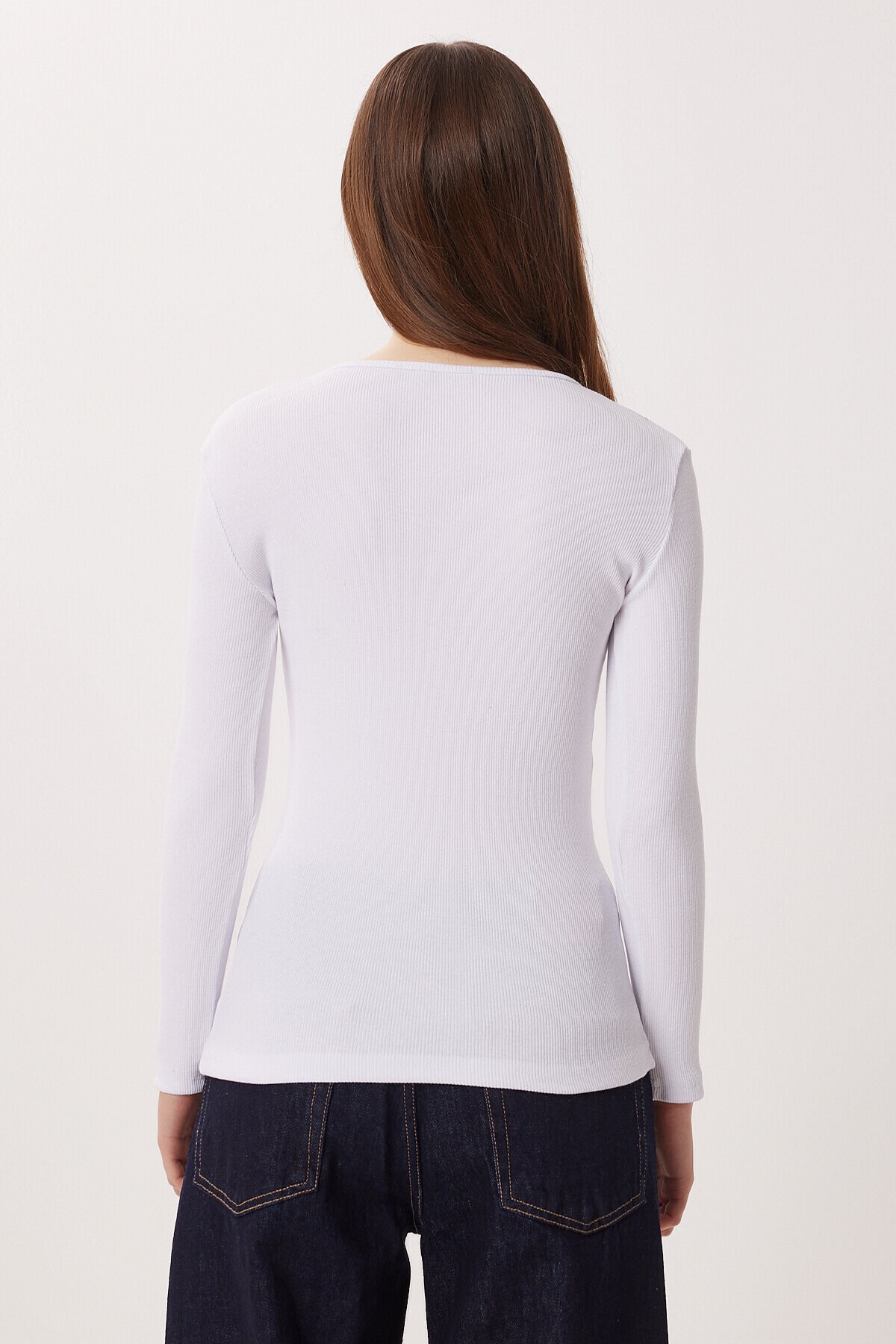 Çıtçıtlı Fitilli Örme Bluz BEYAZ LRN0015